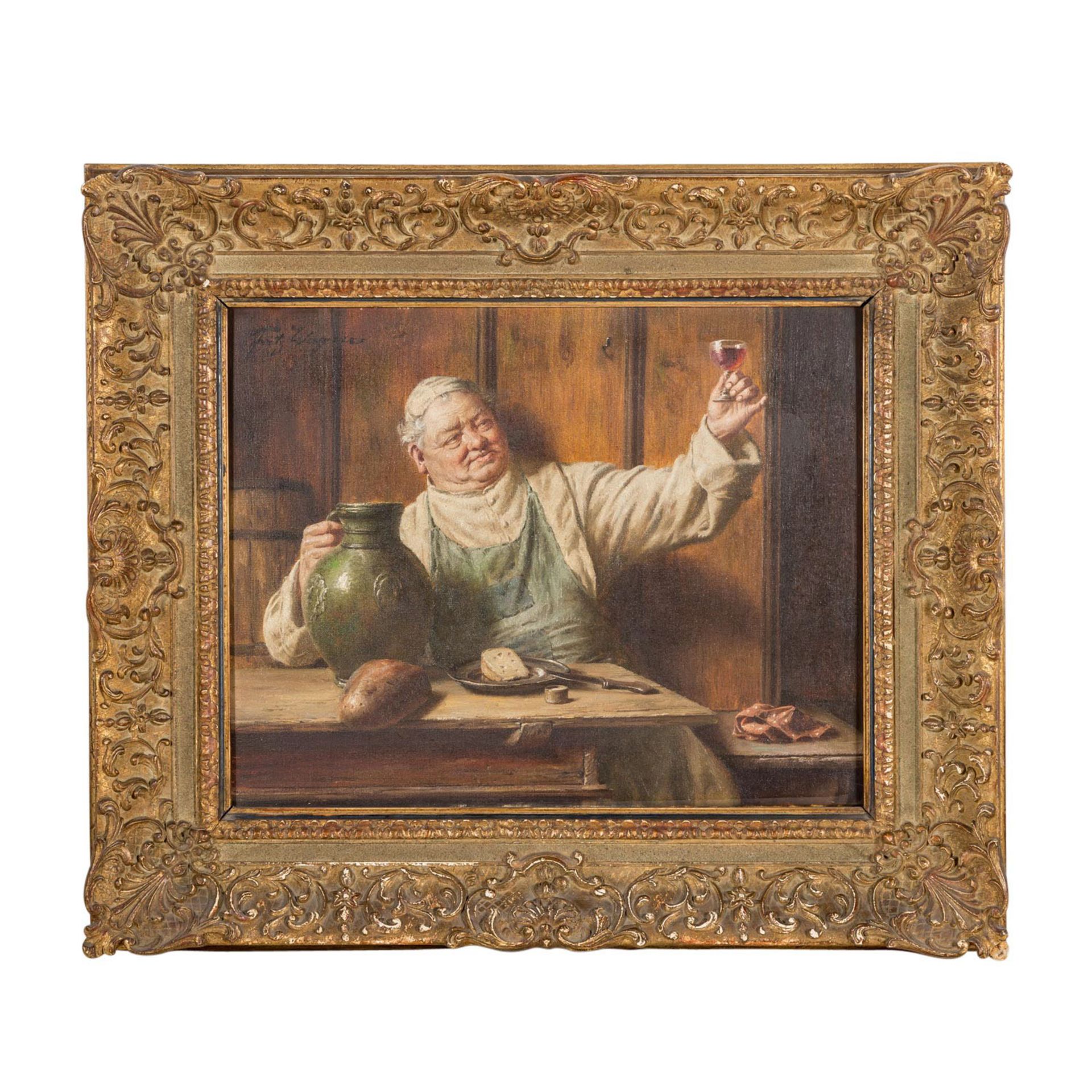 WAGNER, FRITZ (1836-1916) "Mönch am Tisch bewundert seinen Wein" - Image 2 of 7
