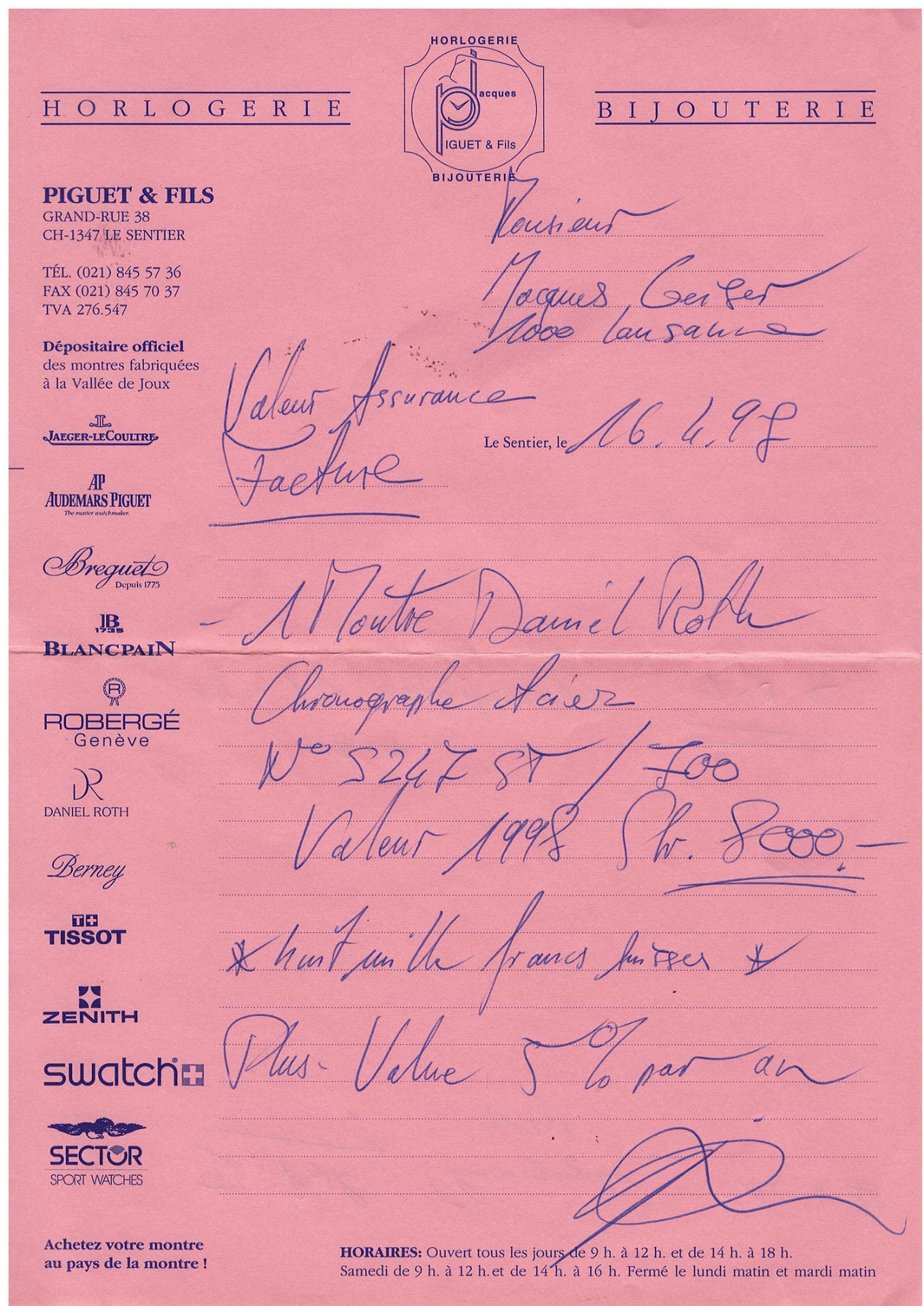 DANIEL ROTH Neo Vintage Masters Chronograph "Salmon", Ref. S247.ST. Herren Armbanduhr aus 1998. - Image 11 of 11