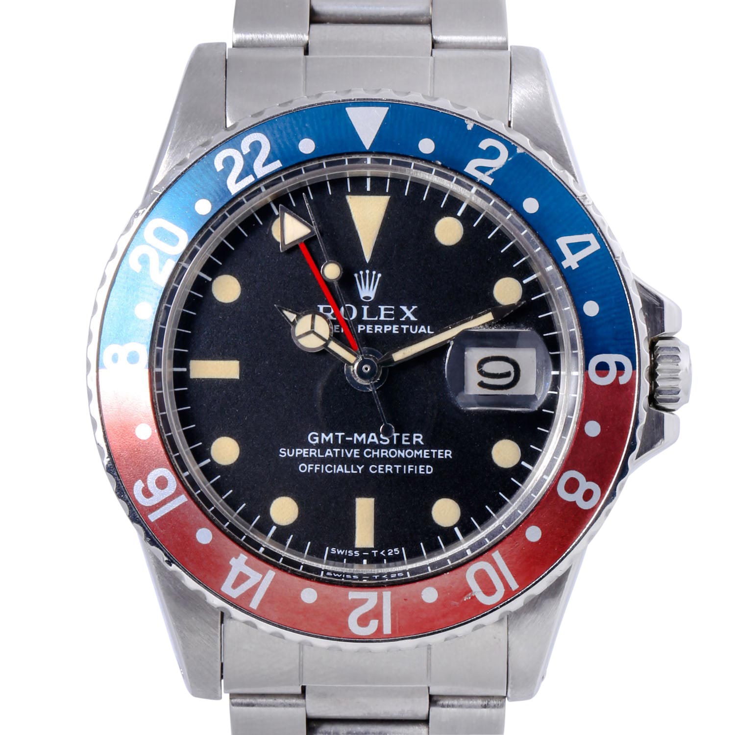 ROLEX Vintage GMT-Master Pepsi "Long E", Ref. 1675. Herren Armbanduhr aus ca. 1970.