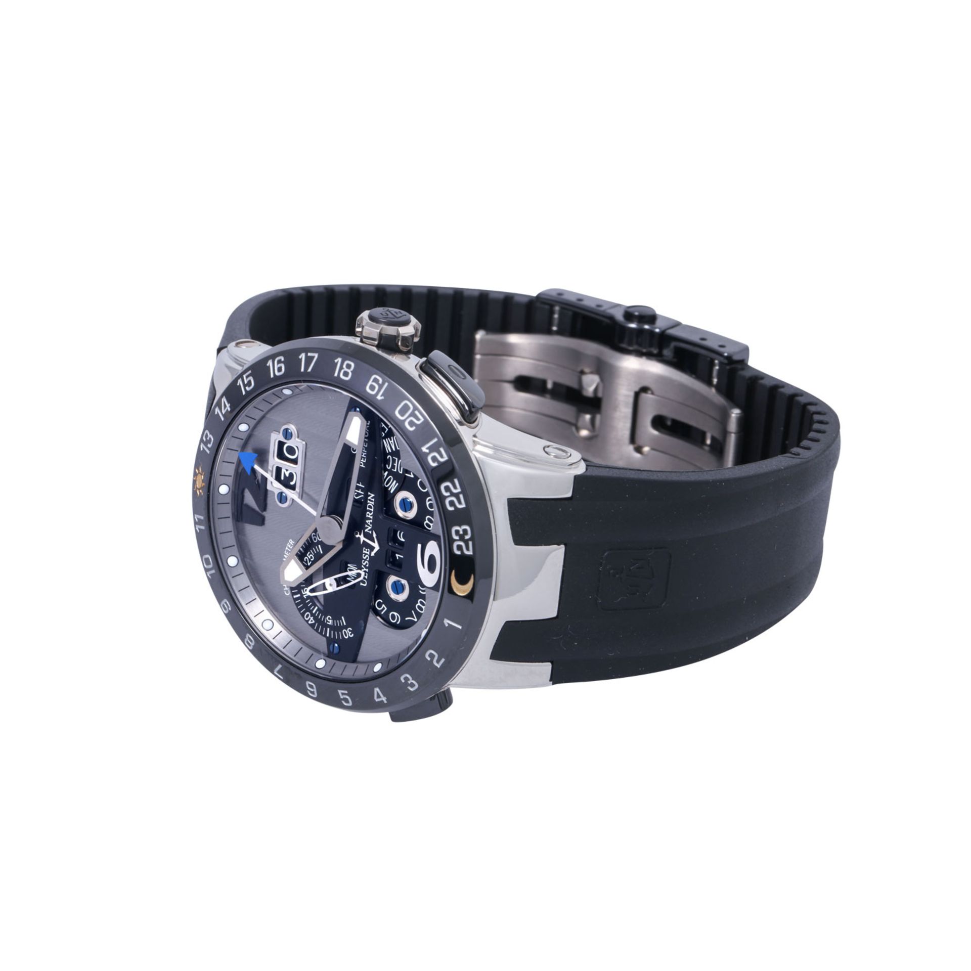 ULYSSE NARDIN "El Toro" GMT Perpetual hochfeine limitierte Herrenuhr, Ref. 329-00. Ca. 2010. - Image 7 of 8