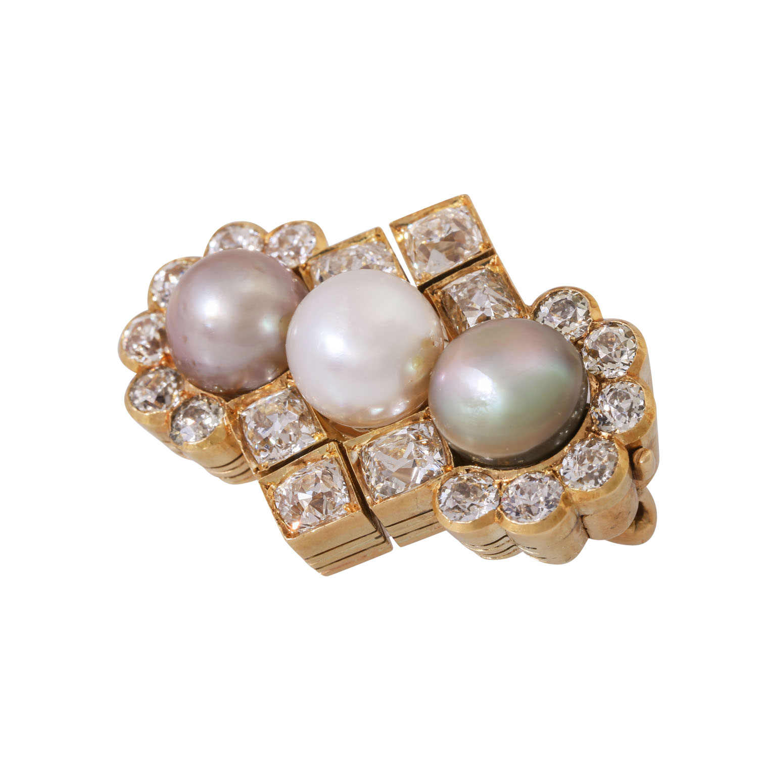 RUSSLAND Exquisite Brosche mit Diamanten und Perlen, - Image 3 of 6