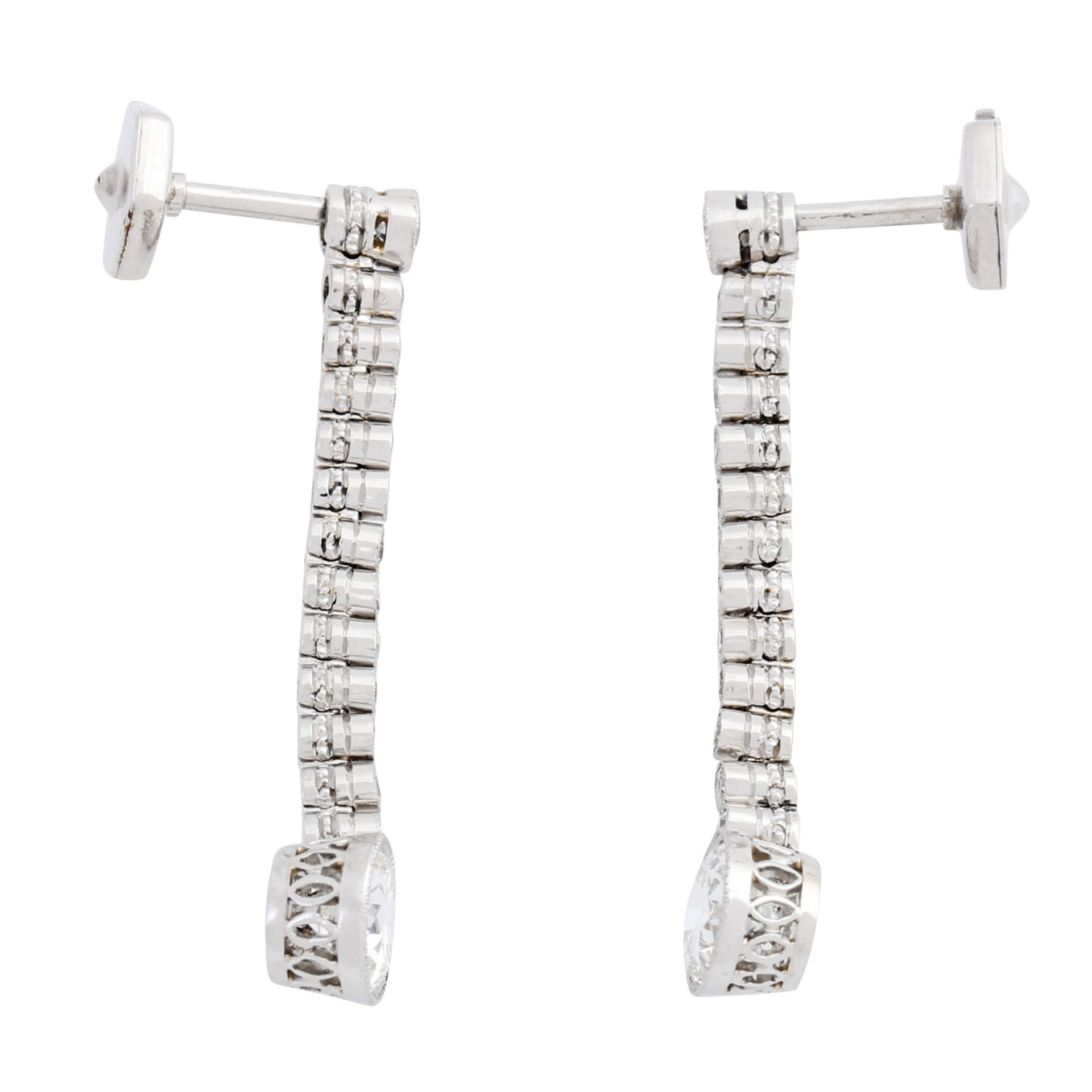 Paar Art Déco Ohrhänger mit 2 Diamanten - Bild 2 aus 5