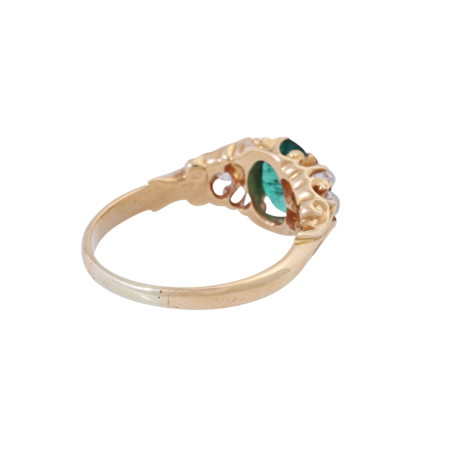 Ring mit Smaragd und Altschliffdiamanten zus. ca. 0,35 ct, - Image 3 of 5