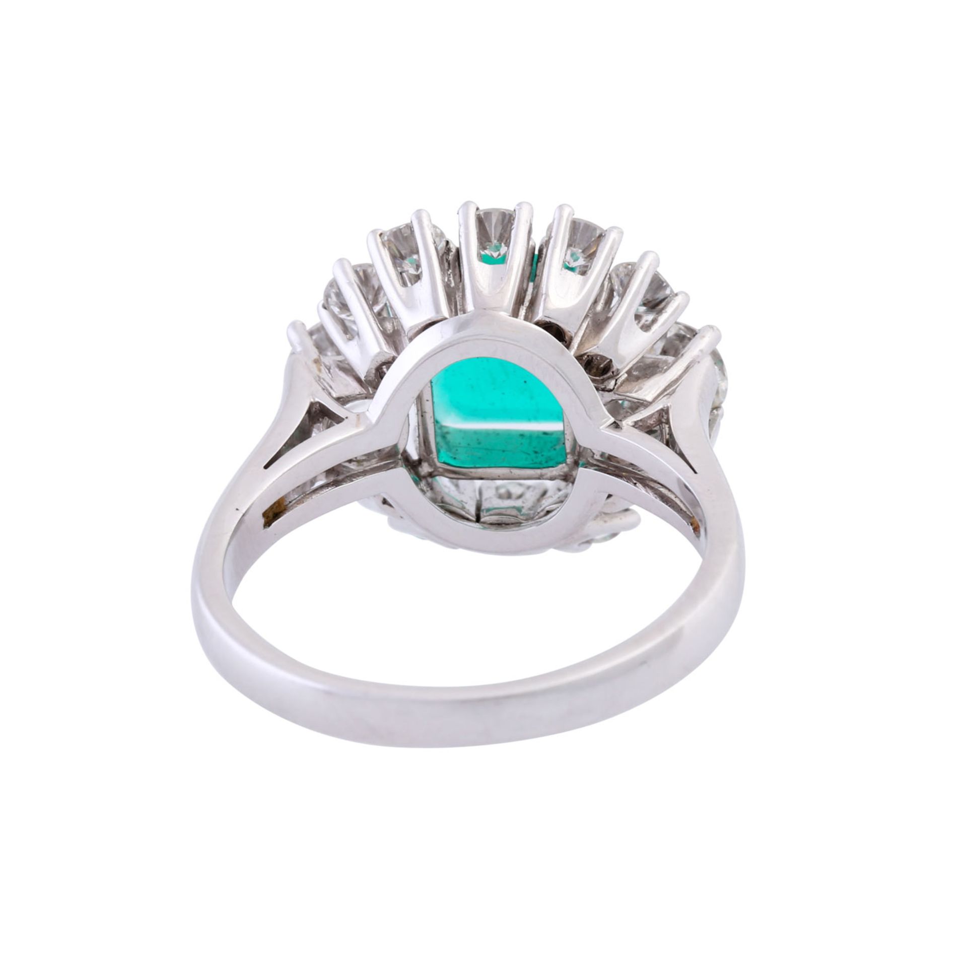 Ring mit feinem Smaragd ca. 1,6 ct und Brillanten zus. ca. 1,2 ct, - Bild 4 aus 5