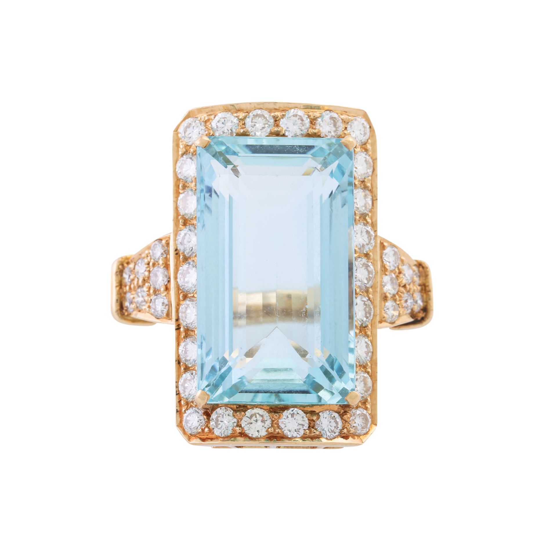 Ring mit feinem Aquamarin von ca. 14 ct und Brillanten zus. ca. 1 ct, - Bild 2 aus 5