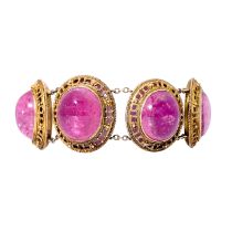 Armband mit 7 schönen rosa Turmalincabochons