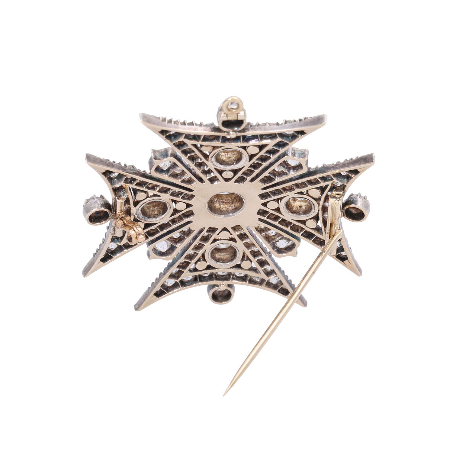 Viktorianische Brosche/Anhänger "Malteser Kreuz" mit Diamanten, - Image 3 of 6