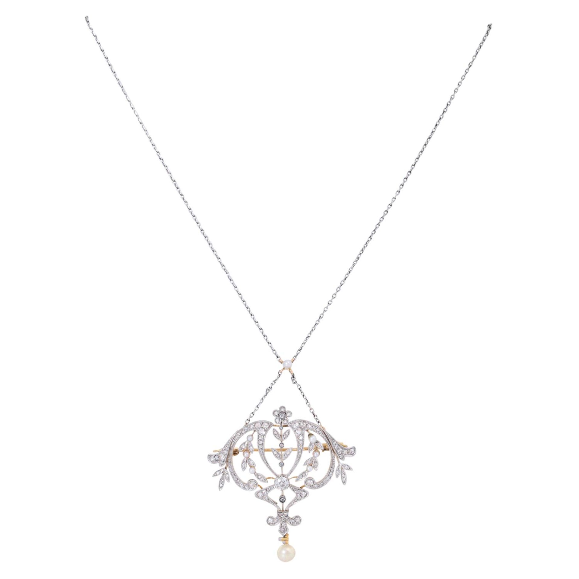 Jugendstil Collier mit zahlreichen Diamanten