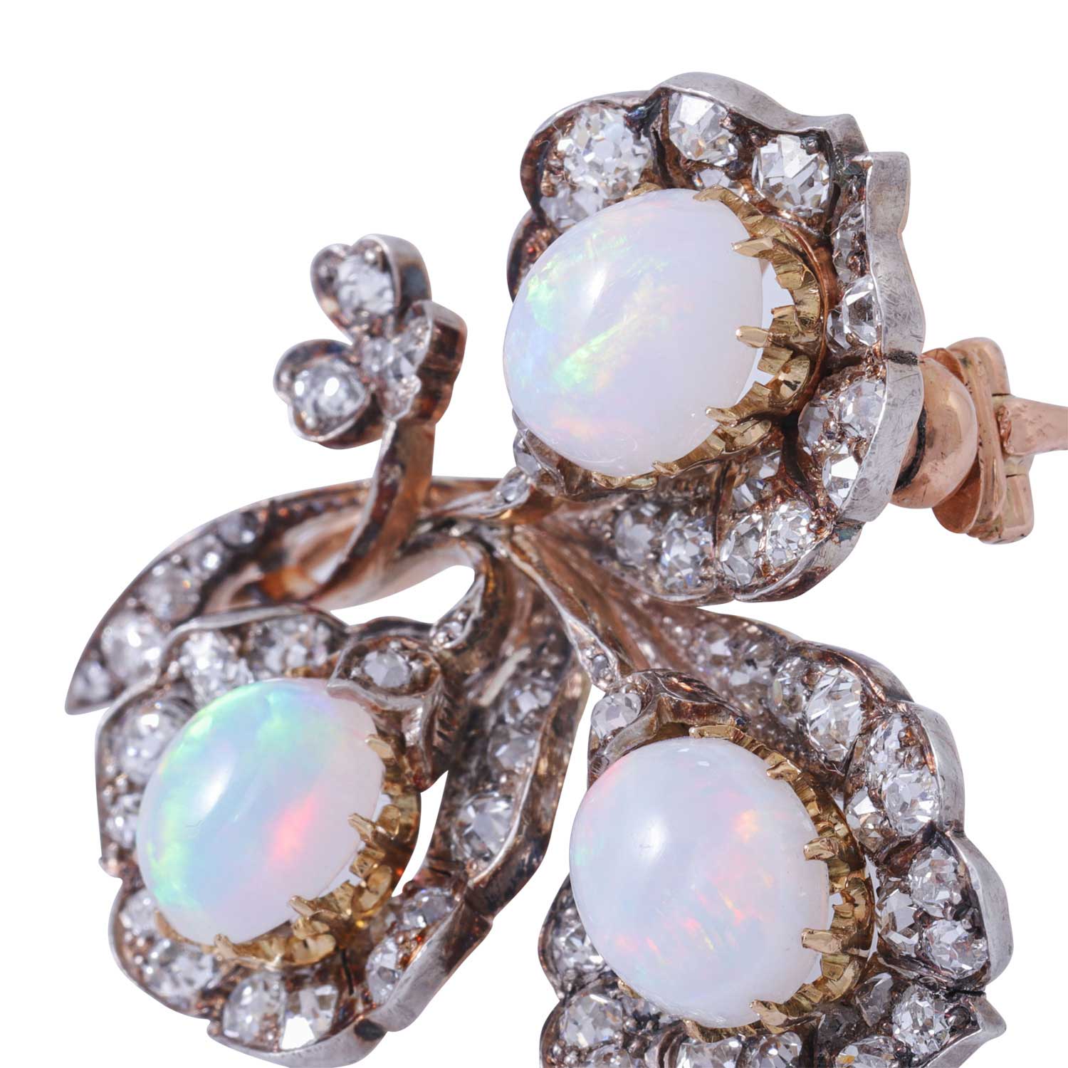 Brosche mit 3 feinen weißen Opalen und Diamanten - Image 4 of 4