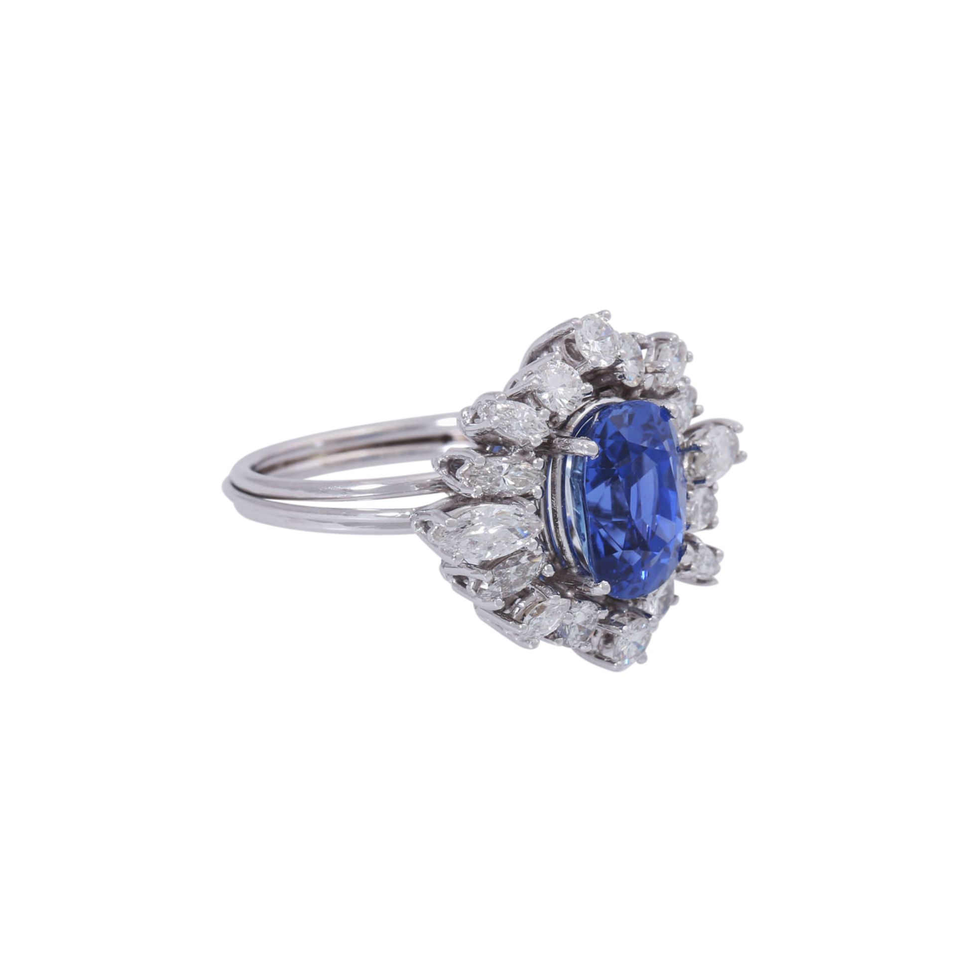 Ring mit feinem Saphir und Diamanten zus. ca. 1,2 ct