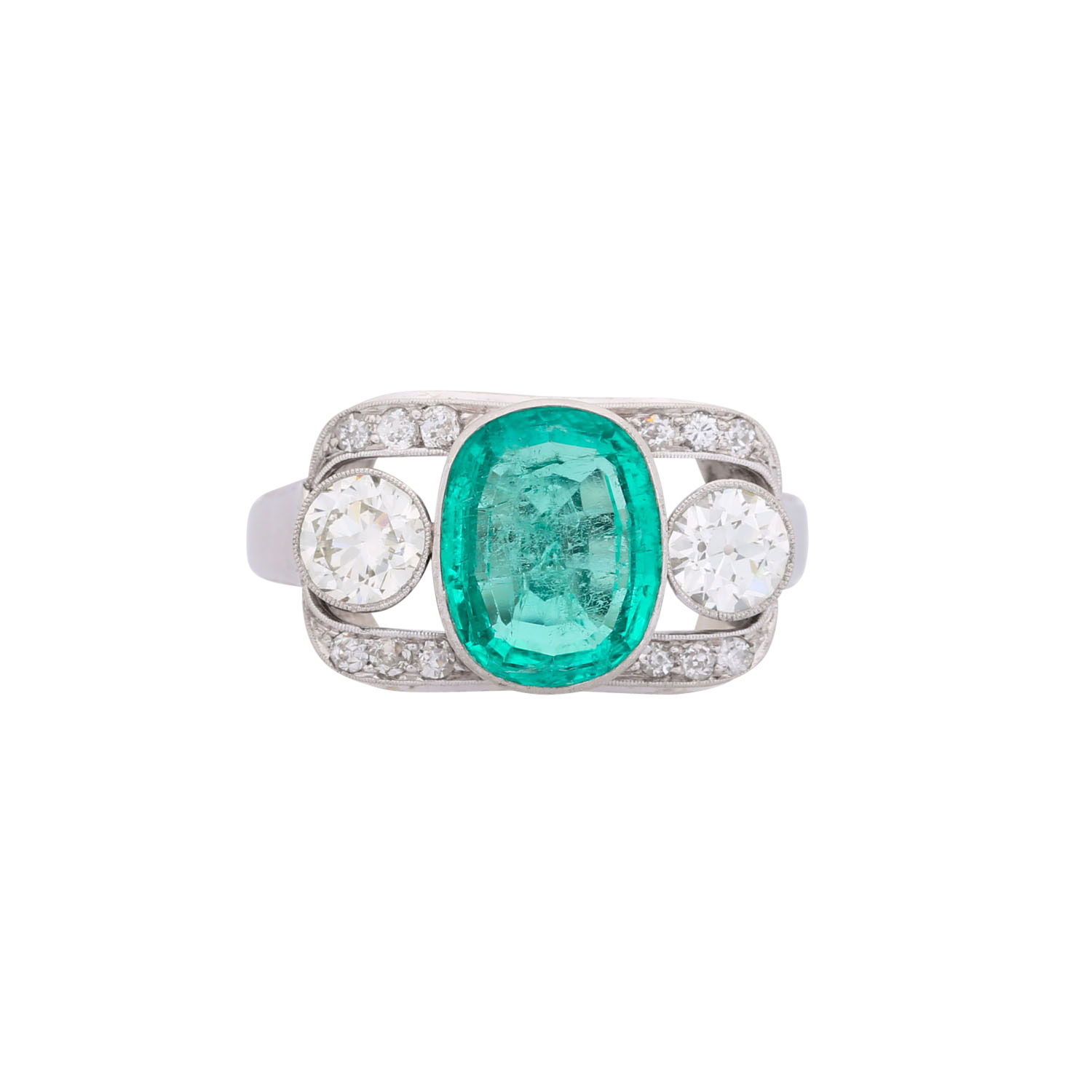 Art Déco Ring mit Smaragd und Diamanten - Image 2 of 7