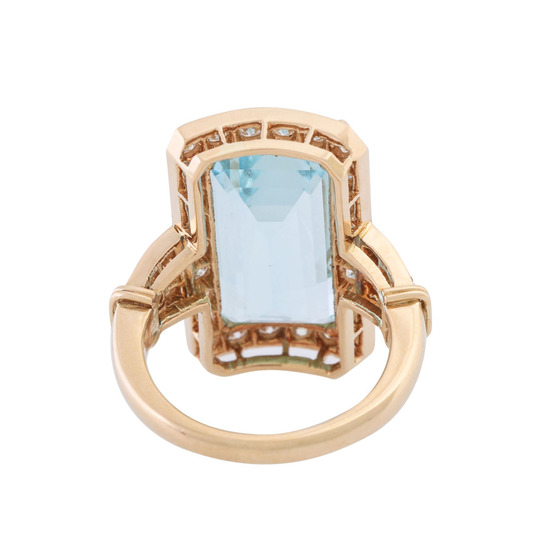 Ring mit feinem Aquamarin von ca. 14 ct und Brillanten zus. ca. 1 ct, - Bild 4 aus 5