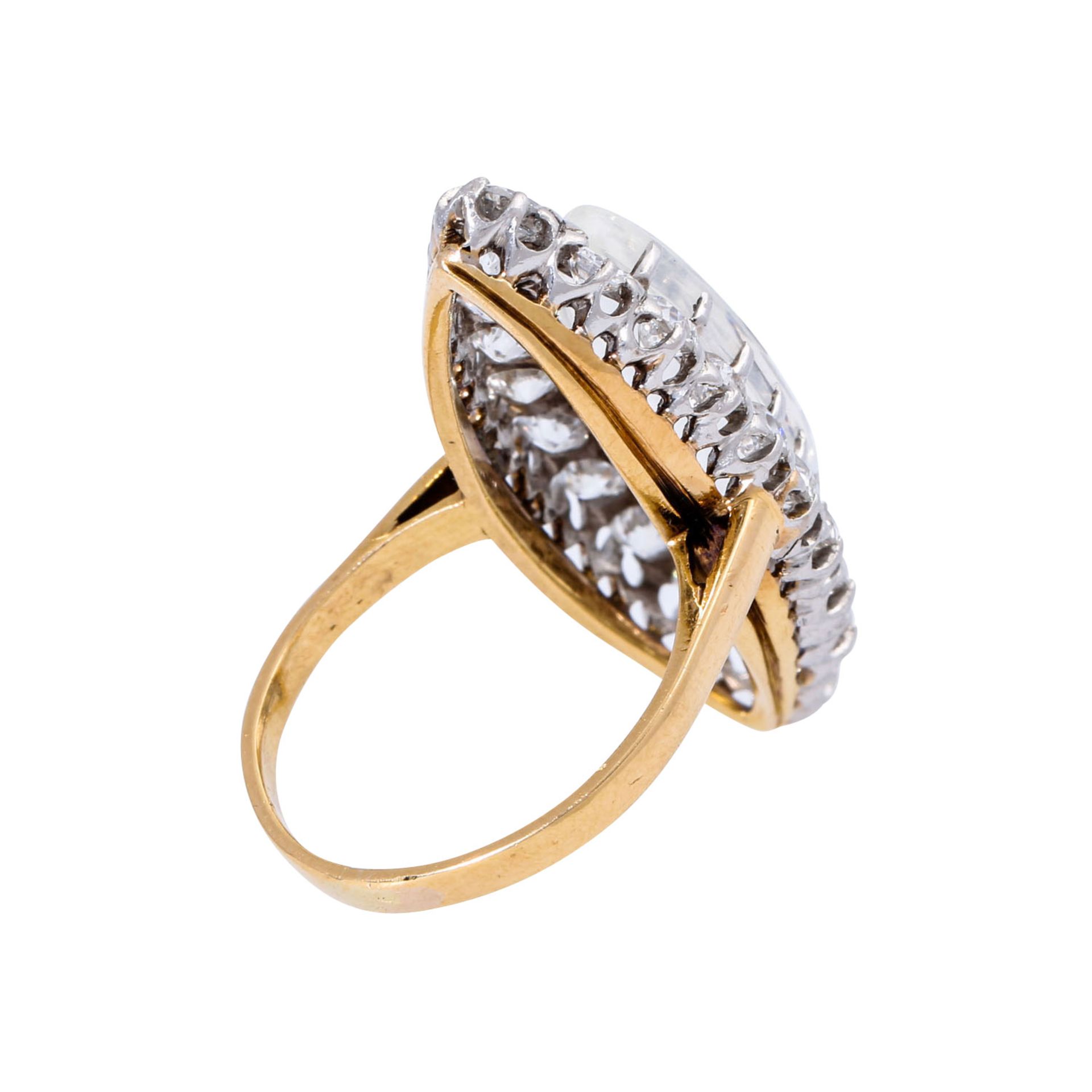 Ring mit hochfeinem Mondstein und Altschliffdiamanten - Bild 3 aus 7