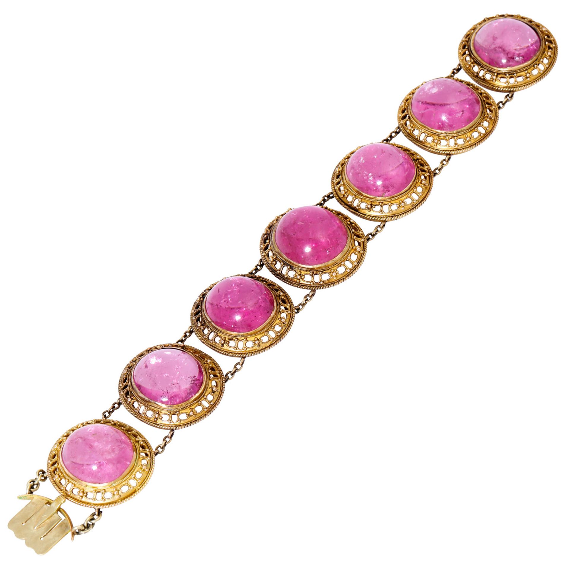 Armband mit 7 schönen rosa Turmalincabochons - Bild 3 aus 5