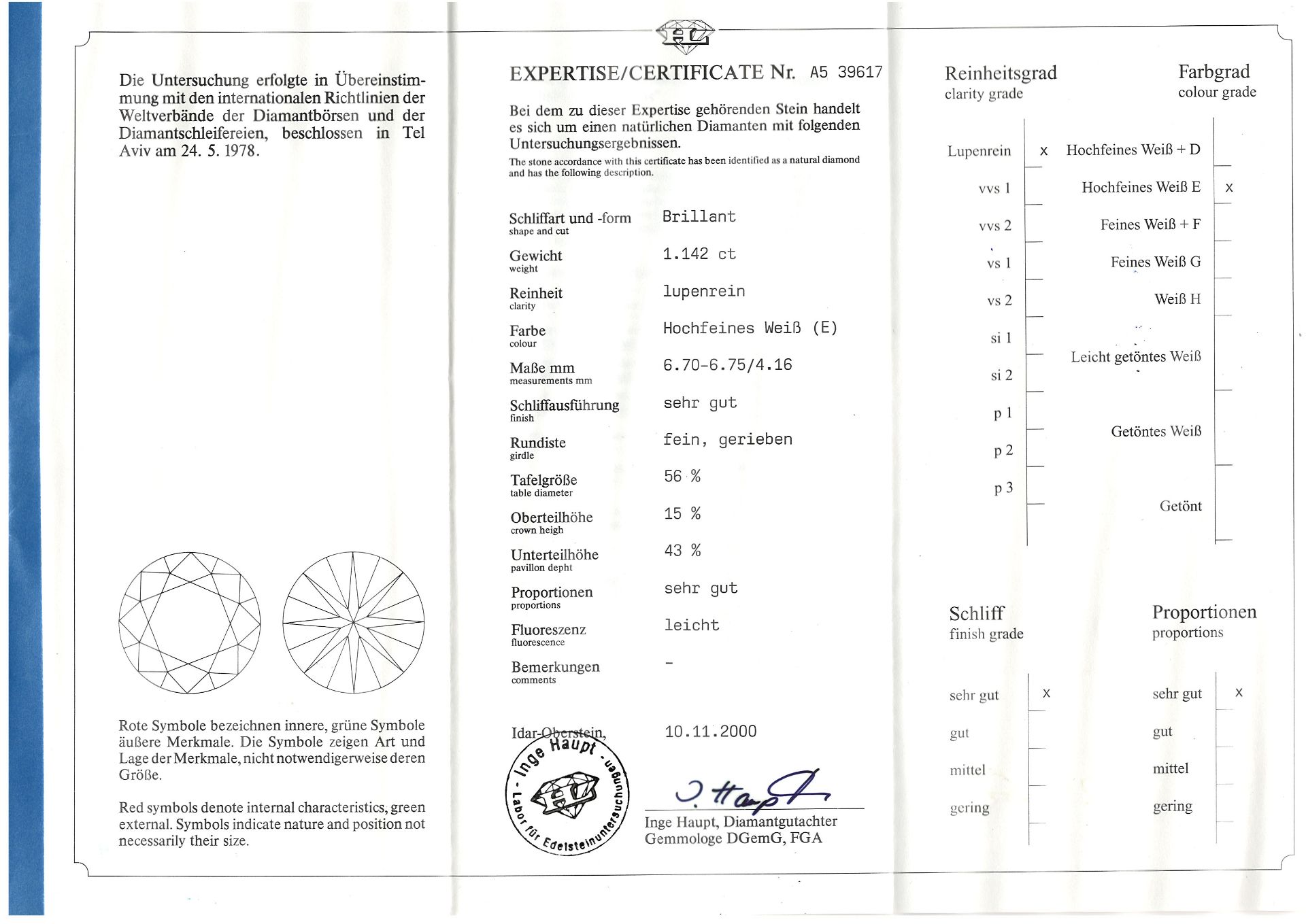 Solitärring mit Brillant von ca. 1,14 ct, - Bild 6 aus 6