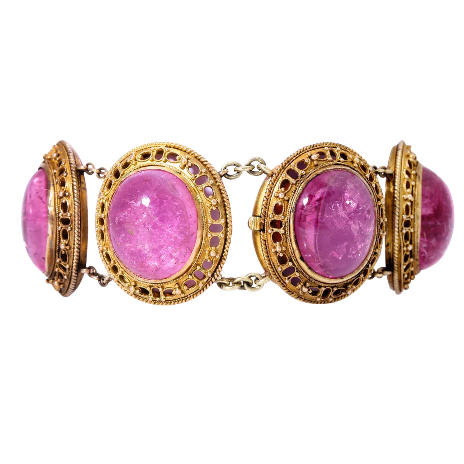 Armband mit 7 schönen rosa Turmalincabochons - Bild 2 aus 5