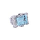 Ring mit Aquamarin ca. 19 ct und Brillanten