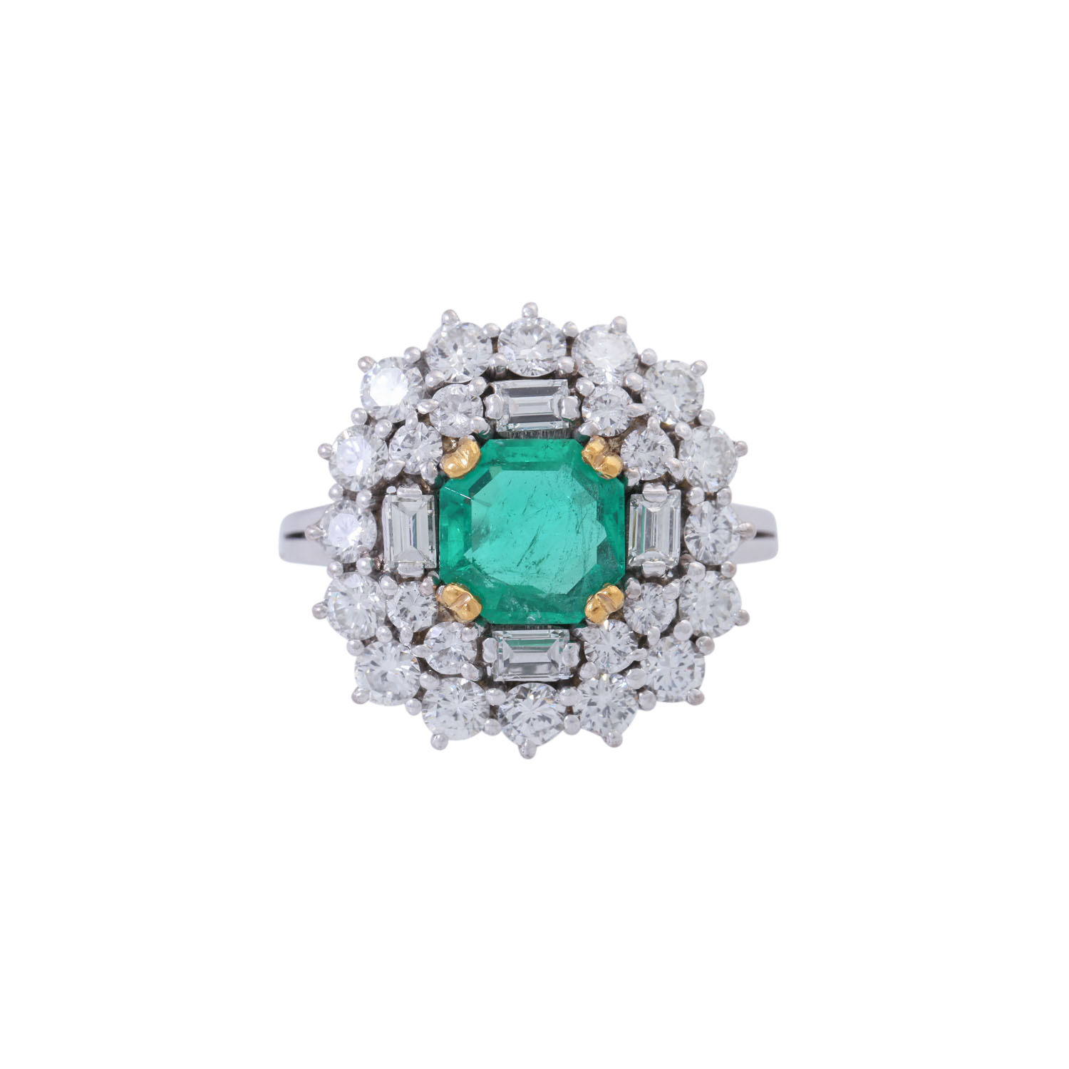 Ring mit oktogonalem Smaragd ca. 1 ct und Diamanten zus. ca. 1,45 ct, - Image 2 of 5