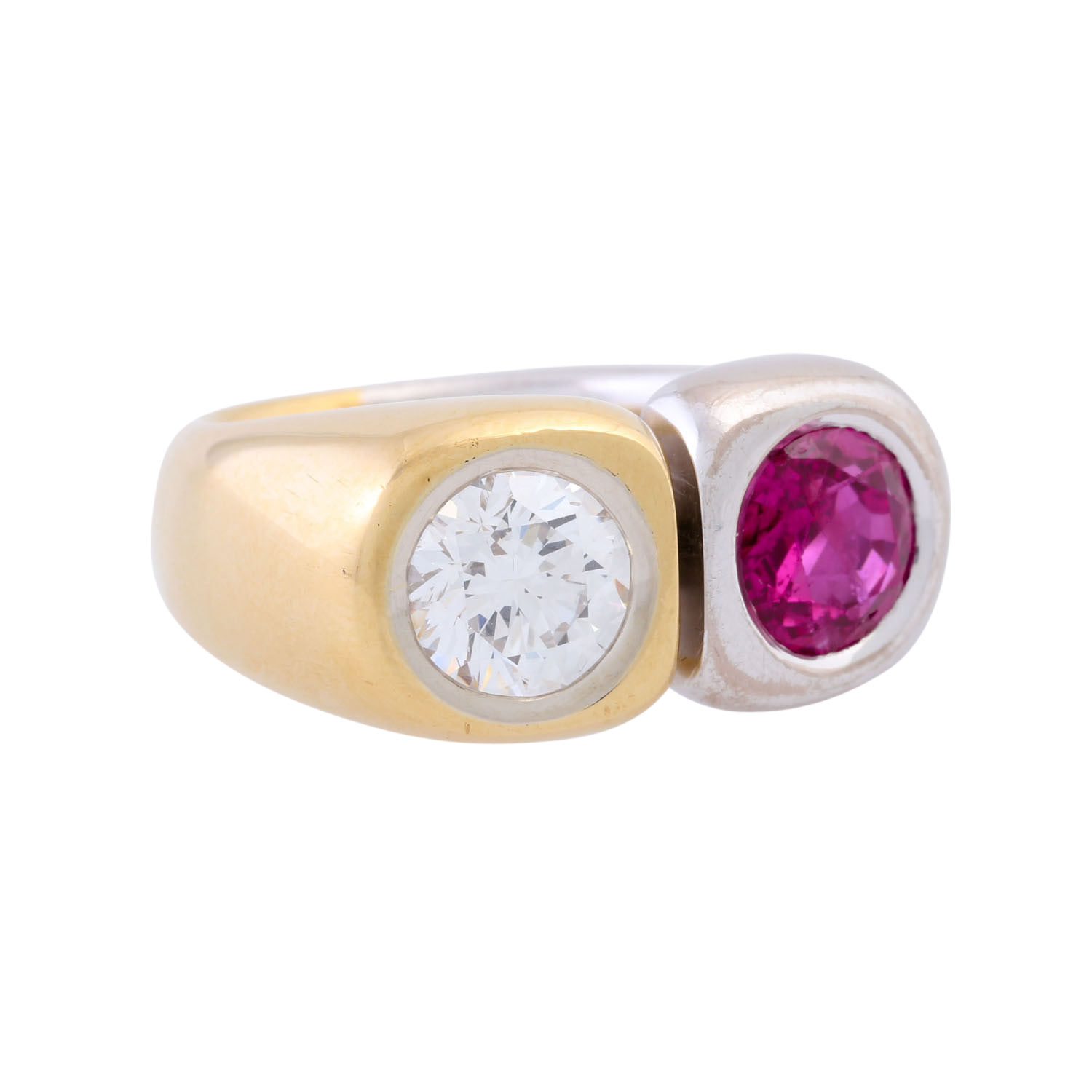 Ring mit Rubin ca. 2,1 ct und Brillant ca. 1,7 ct,