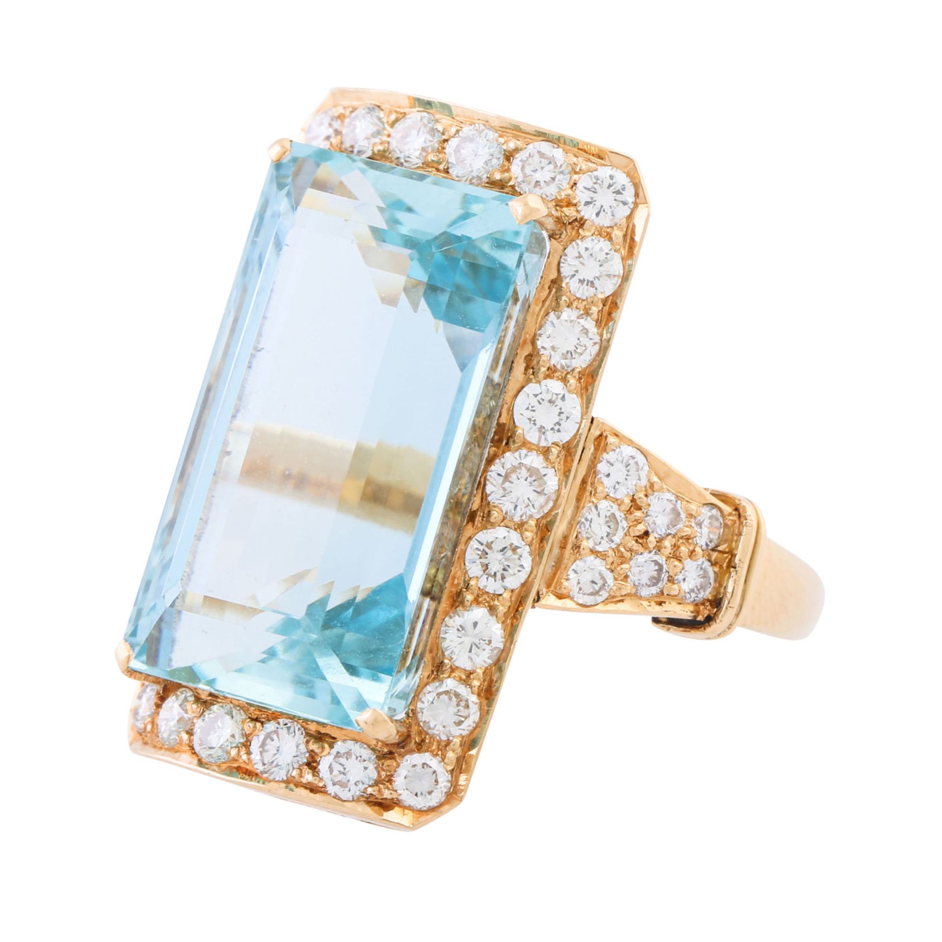 Ring mit feinem Aquamarin von ca. 14 ct und Brillanten zus. ca. 1 ct, - Bild 5 aus 5