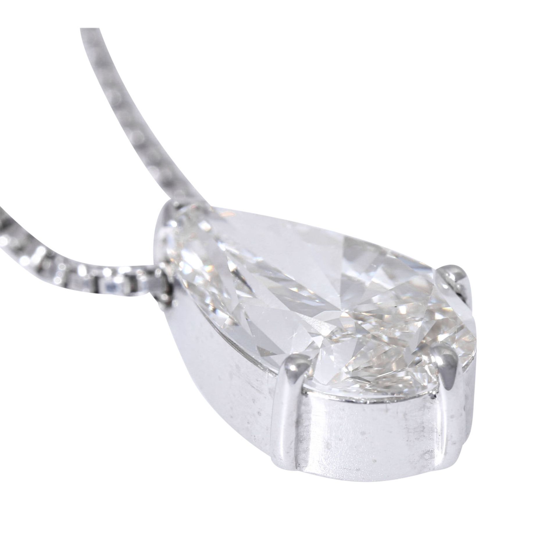 Kette und Anhänger mit Diamanttropfen 1,98 ct, - Bild 5 aus 6