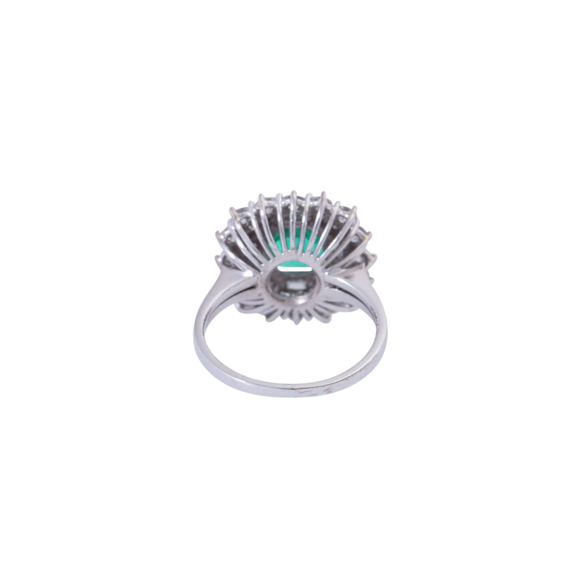Ring mit oktogonalem Smaragd ca. 1 ct und Diamanten zus. ca. 1,45 ct, - Bild 4 aus 5