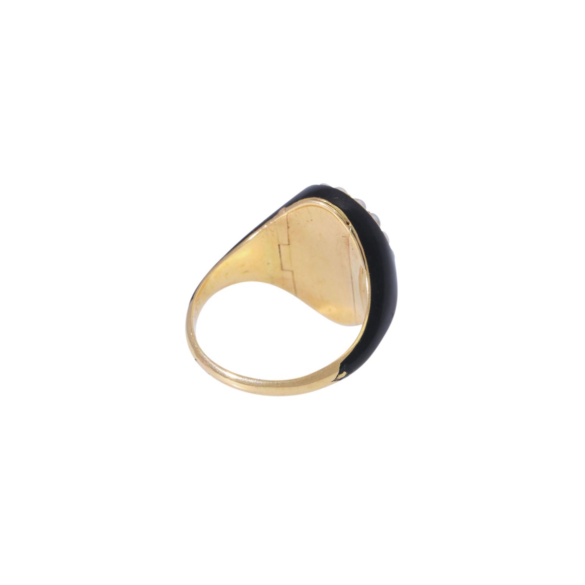 Ring mit schwarzem Opal und kleinen Perlen, - Image 3 of 5