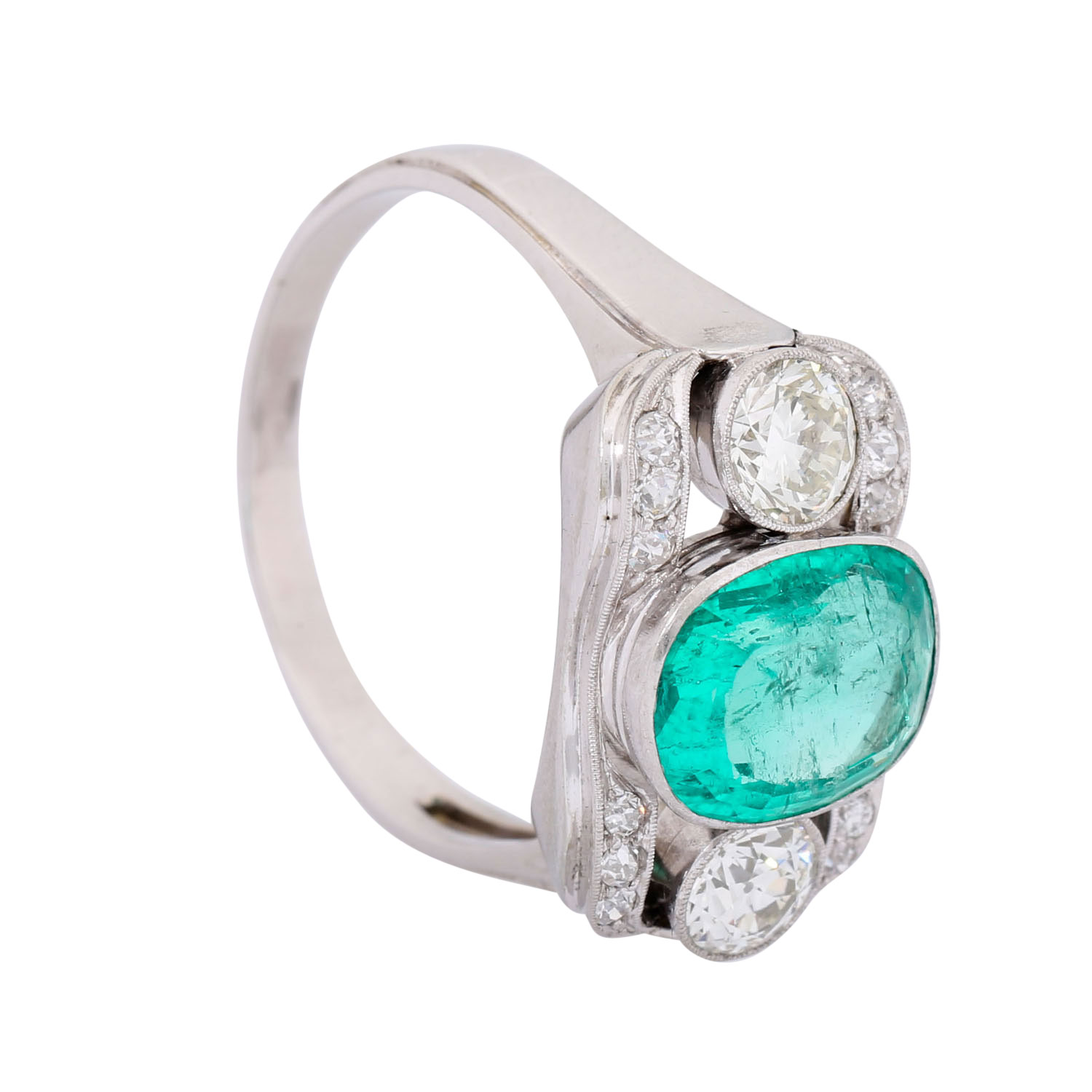 Art Déco Ring mit Smaragd und Diamanten - Image 7 of 7