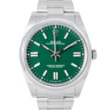 ROLEX Oyster Perpetual 41 "Grün", Ref. 124300-0005. Herren Armbanduhr. Aus 2021.