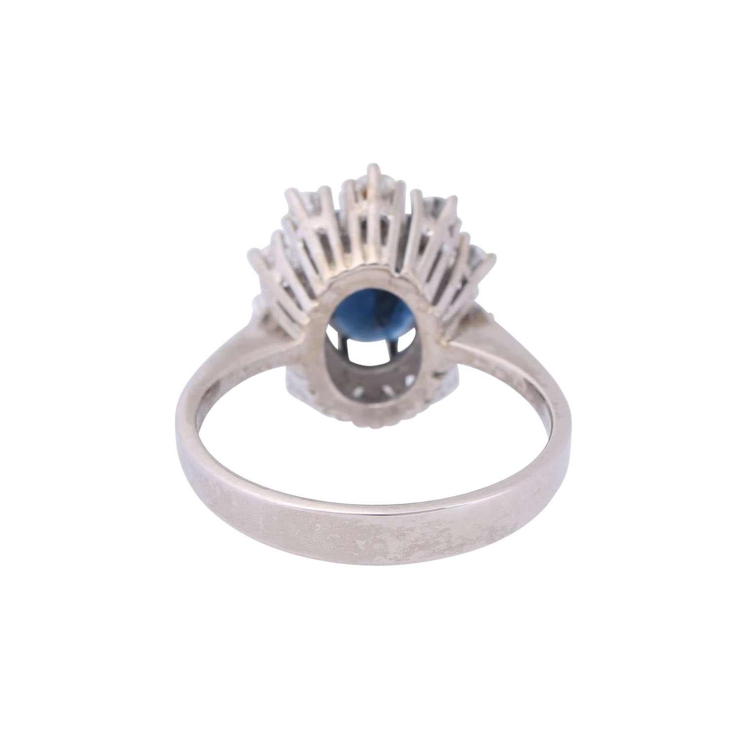 Ring mit ovalem Saphir entouriert von 10 Brillanten zus. ca. 0,5 ct, - Image 3 of 3