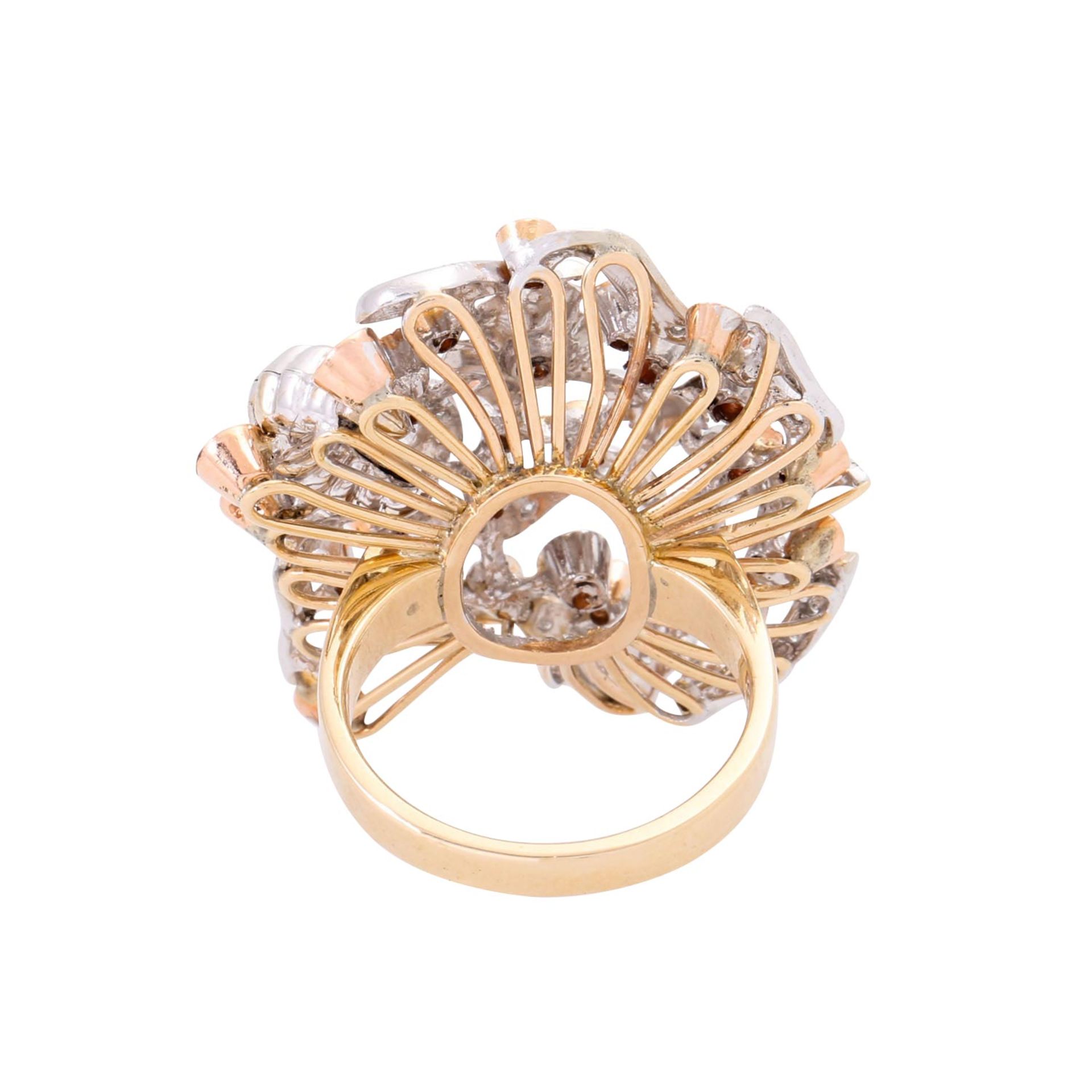 Ring floral mit Brillanten von zus. ca. 1,2 ct, - Bild 3 aus 4