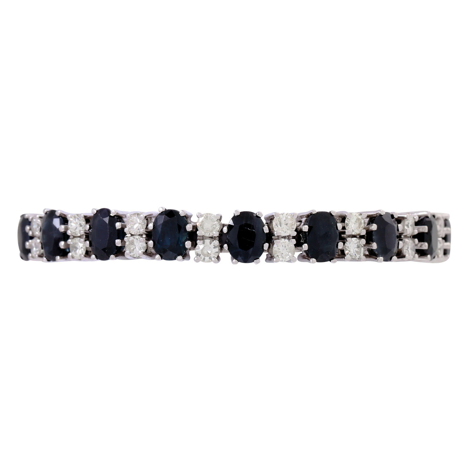 Armband mit 18 oval facettierten Saphiren und Diamanten zus. ca. 3,2 ct,