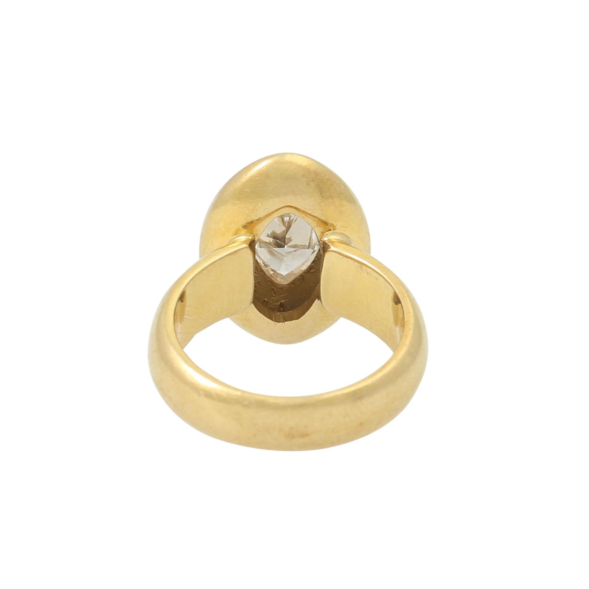 Ring mit Diamant im Navetteschliff ca. 1,23 ct, ca. YELLOW/SI2, - Bild 4 aus 5