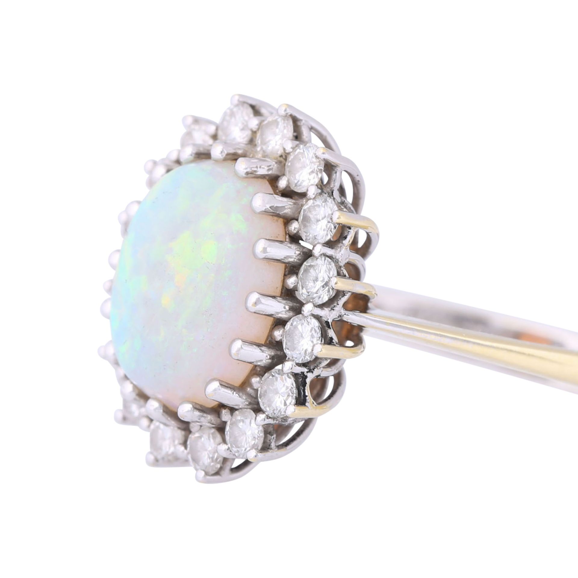 Ring mit feinem Opal 2,09 ct entouriert von Brillanten zus. ca. 0,51 ct, - Bild 4 aus 4