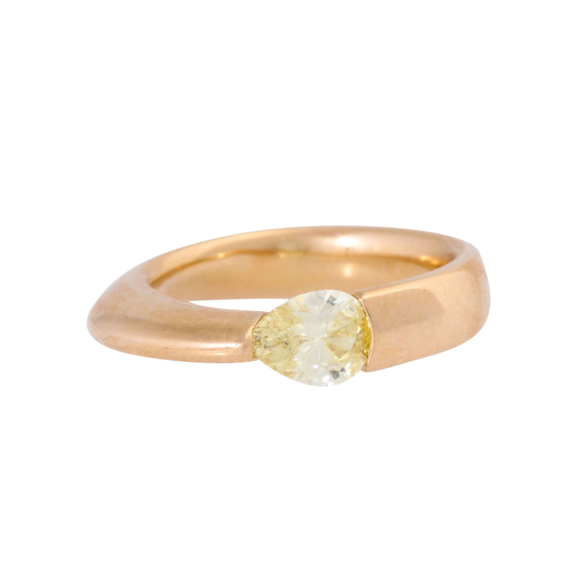 Unikat Spannring mit gelbem Diamanttropfen von ca. 0,7 ct, - Image 2 of 5