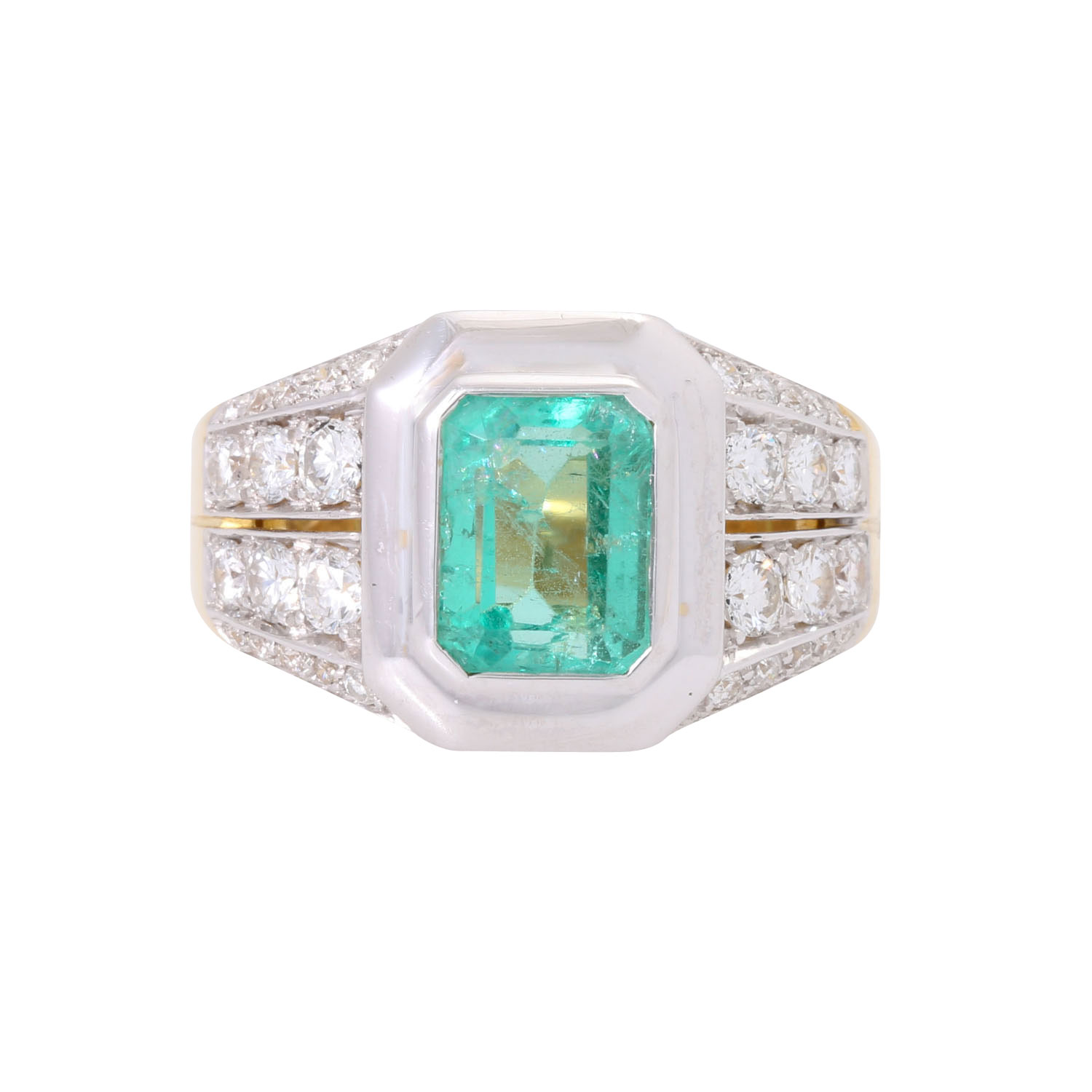 Ring mit achteckigem Smaragd ca. 1,6 ct und Brillanten zus. ca. 1,1 ct, - Image 2 of 4