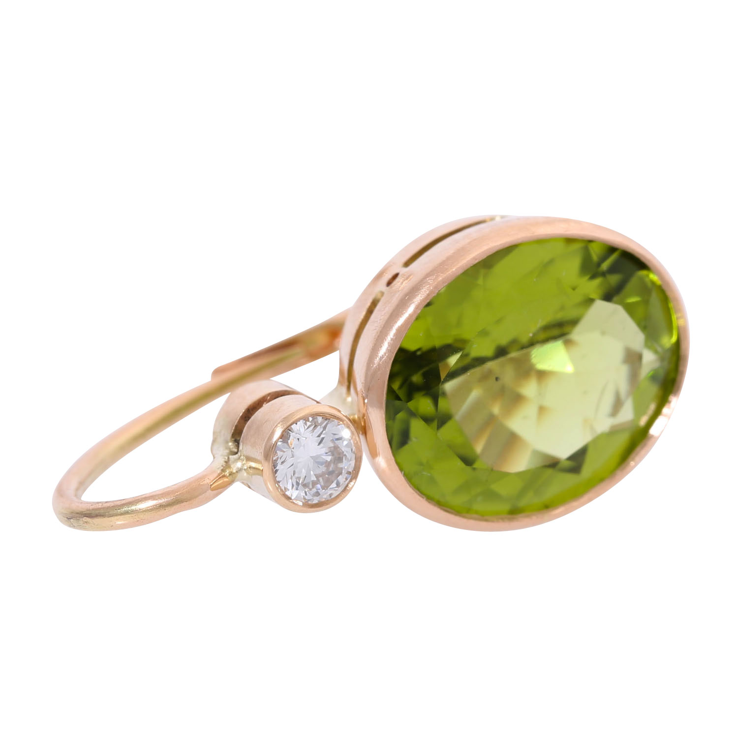 Ohrringe mit oval facettiertem Peridot gekrönt von Brillant, zus. ca. 0,3 ct, - Image 6 of 6