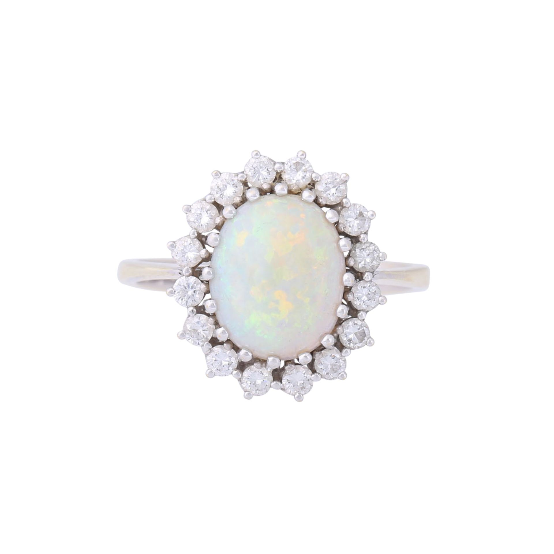 Ring mit feinem Opal 2,09 ct entouriert von Brillanten zus. ca. 0,51 ct, - Bild 2 aus 4