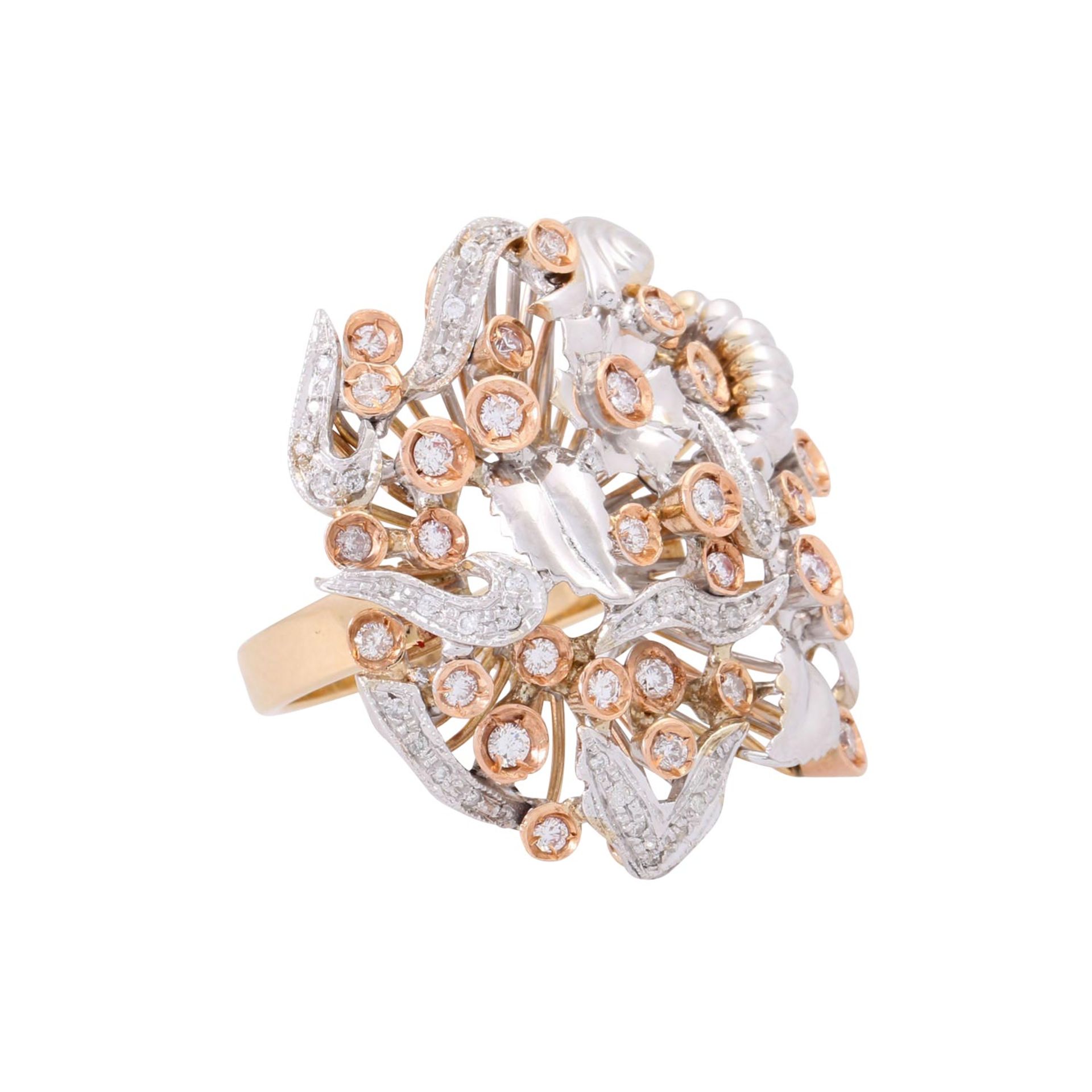 Ring floral mit Brillanten von zus. ca. 1,2 ct,