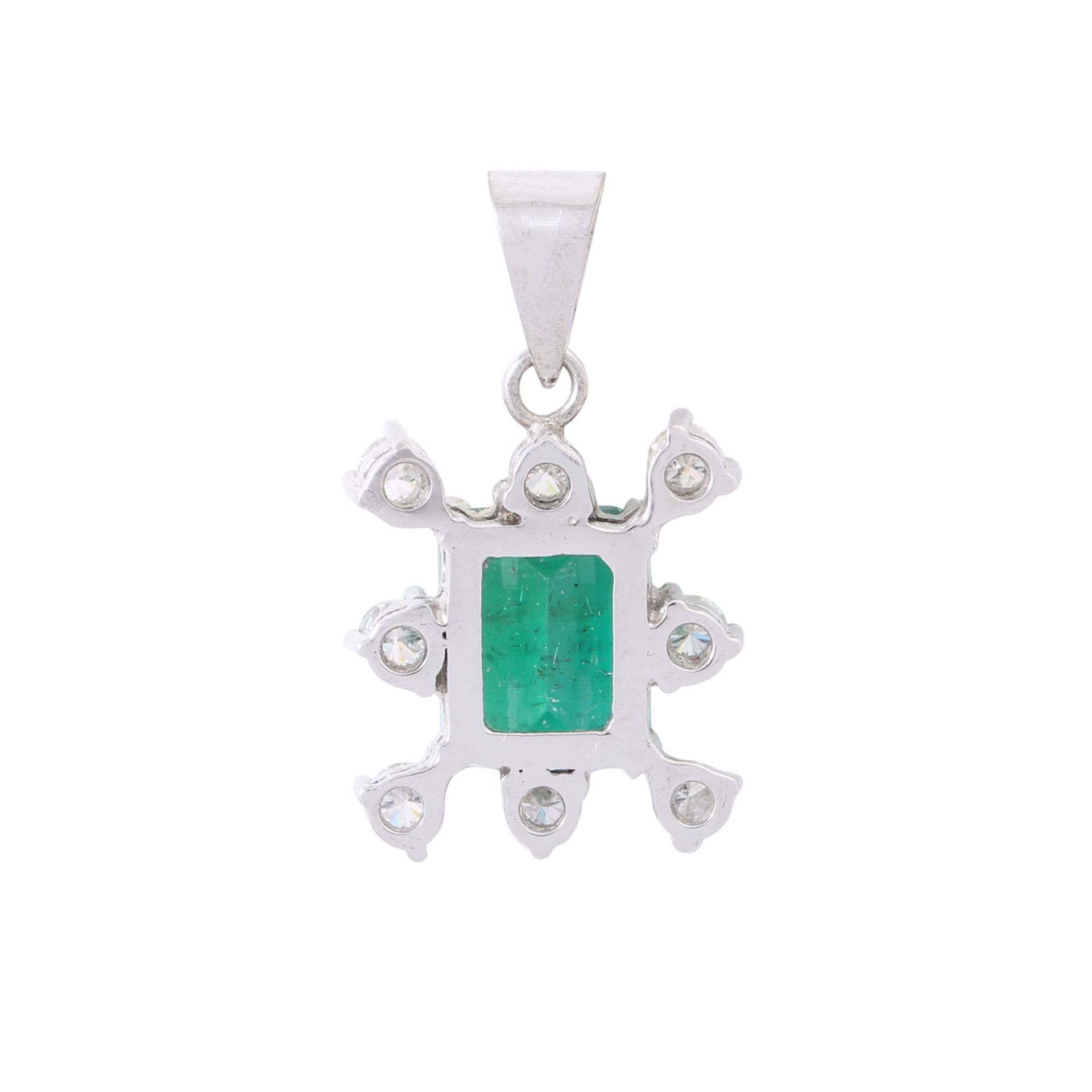 Anhänger mit feinem Smaragd ca. 3,6 ct und 8 Brillanten zus. ca. 0,8 ct, - Bild 2 aus 5