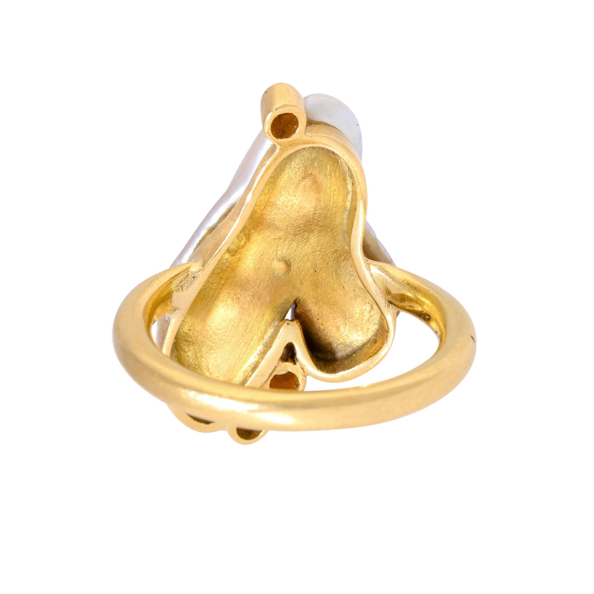 Unikat Ring mit Drachenzahnperle und Brillanten von zus. ca. 0,15 ct, - Image 4 of 5