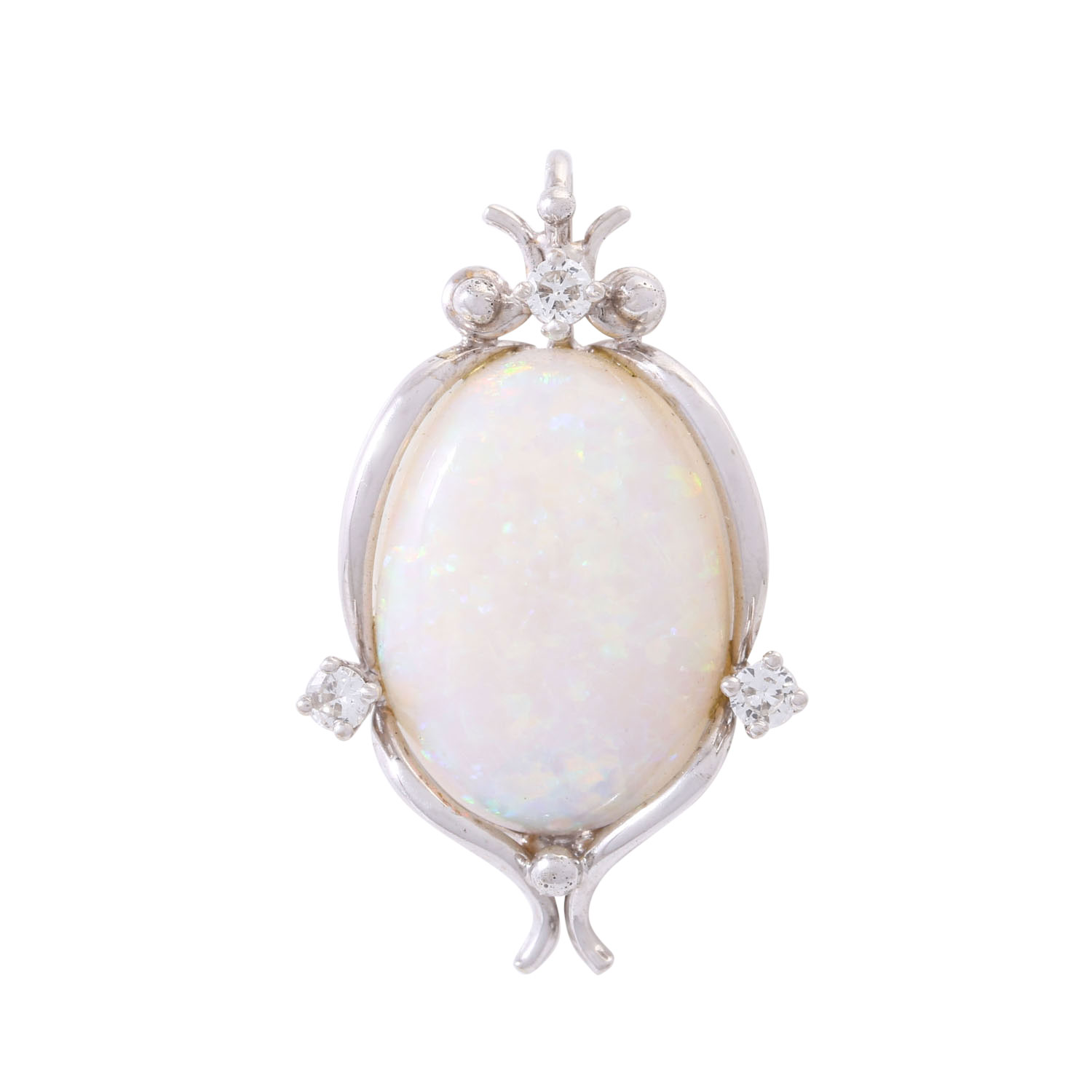 Anhänger mit weißem Opal und Brillanten zus. ca. 0,15 ct (punziert),