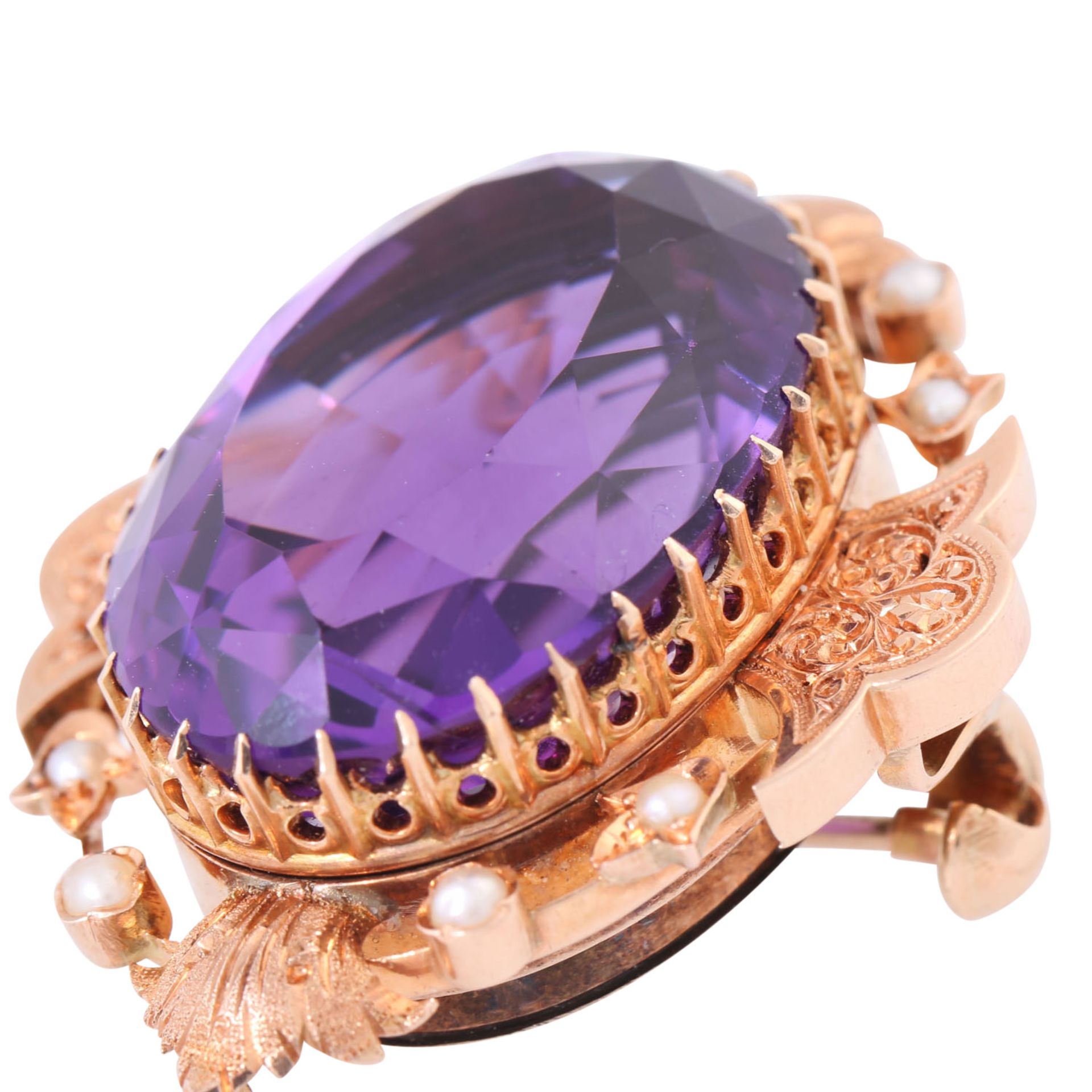 Antiker Anhänger/Brosche mit schönem Amethyst, - Image 5 of 5