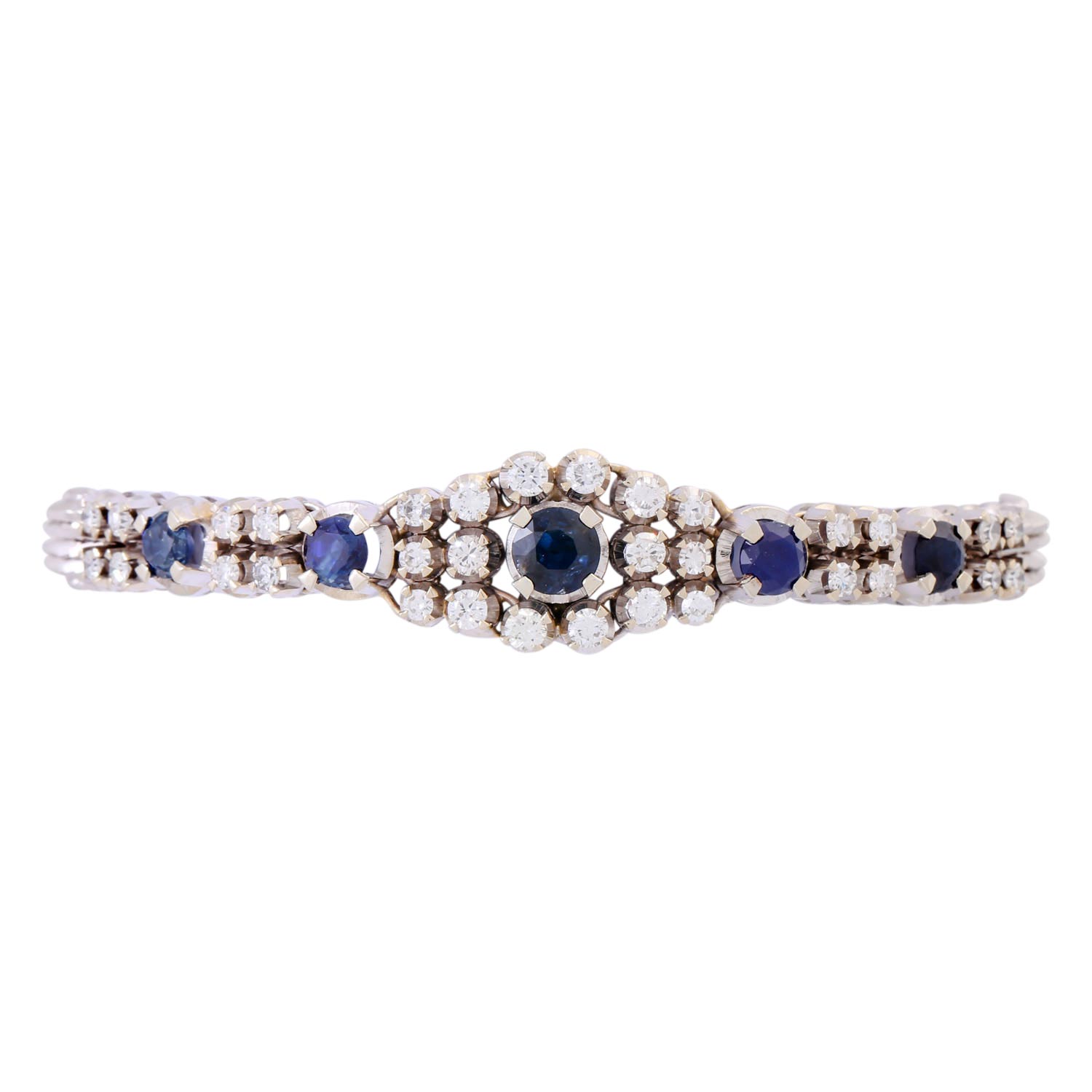 Armband mit 5 Saphiren und Diamanten von zus. ca. 1,15 ct (graviert),