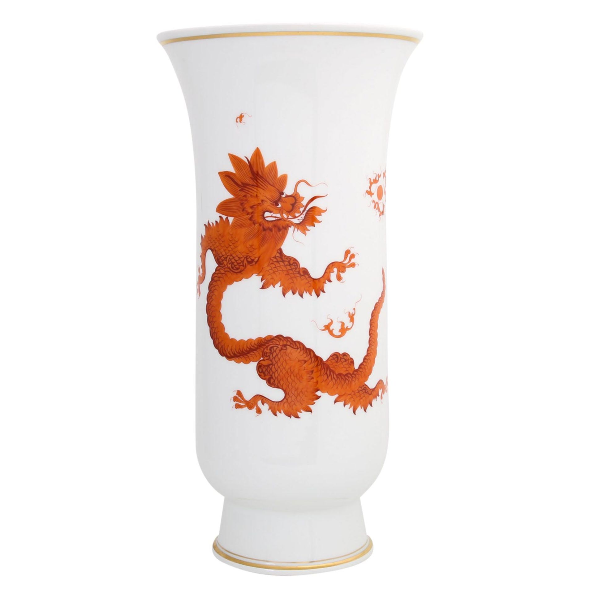 MEISSEN große Vase 'Mingdrache in Eisenrot', 1. Wahl, 20. Jh.