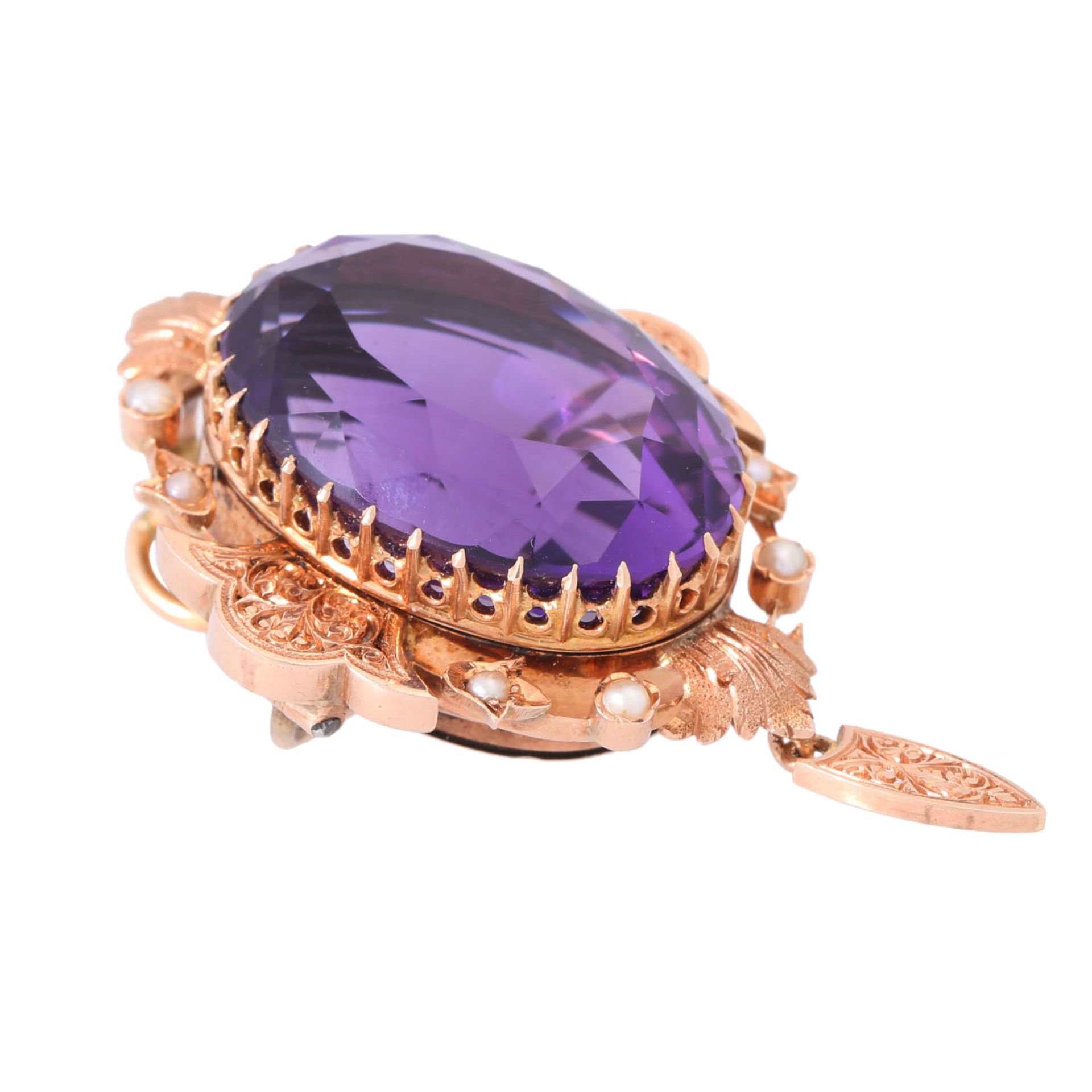 Antiker Anhänger/Brosche mit schönem Amethyst, - Image 4 of 5