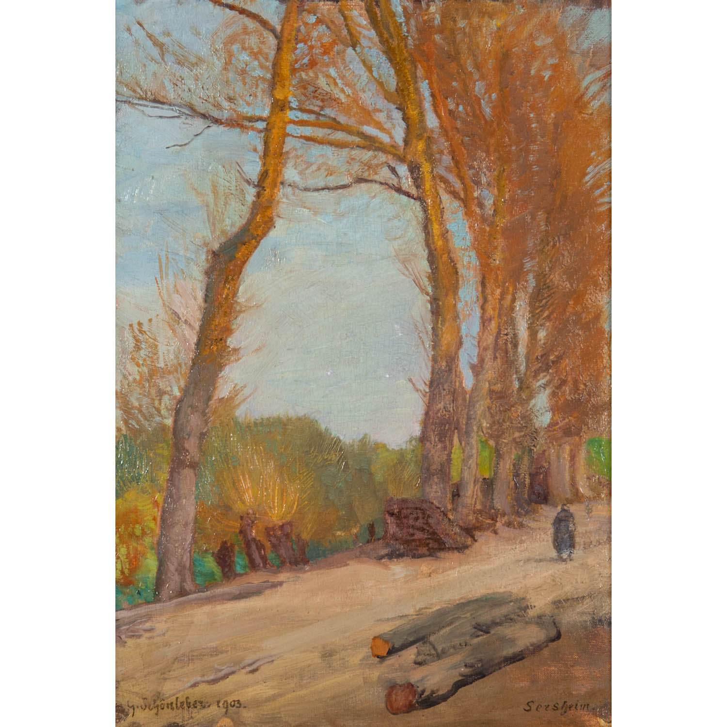 SCHÖNLEBER, GUSTAV (1851-1917) "Sersheim, die Pappelallee" 1903