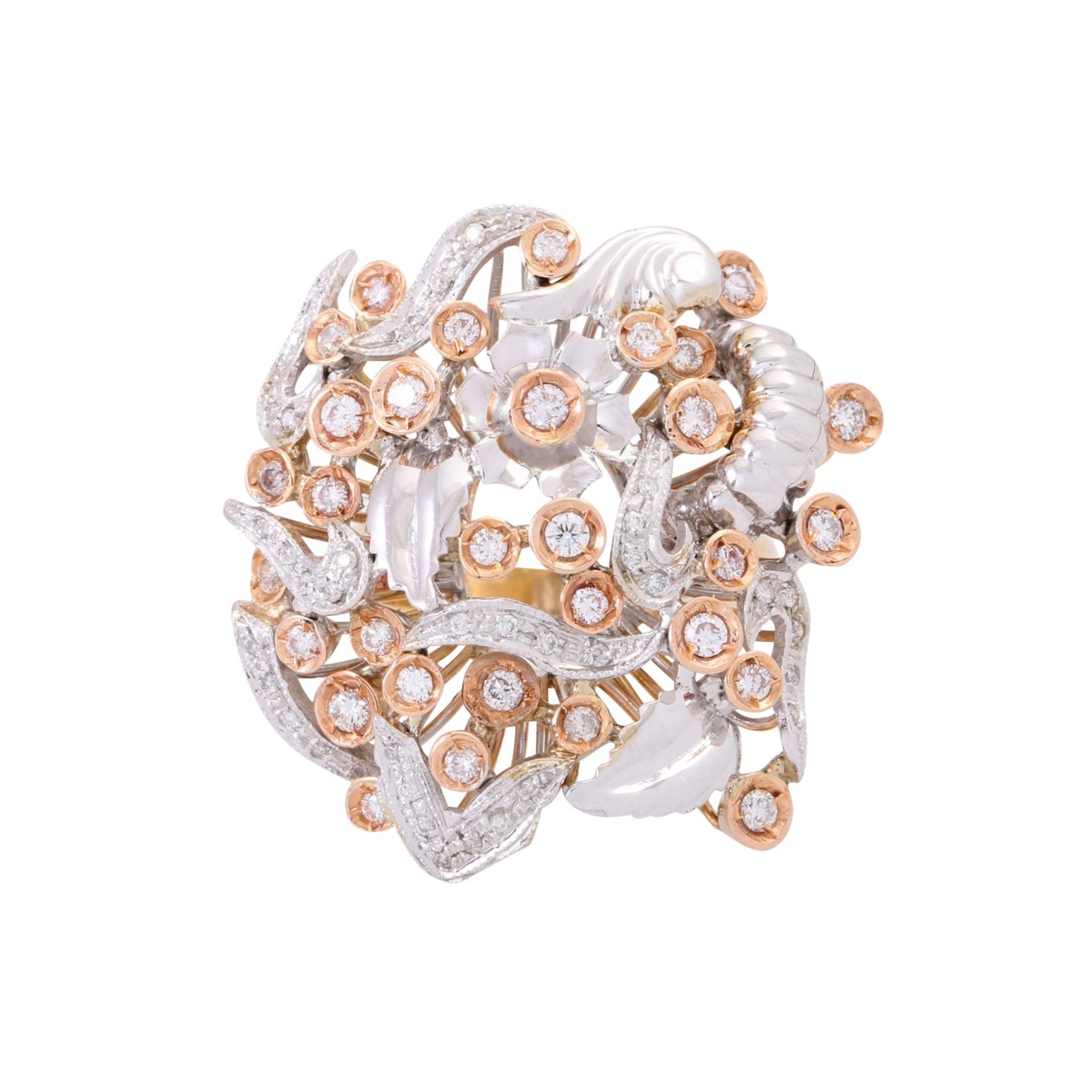 Ring floral mit Brillanten von zus. ca. 1,2 ct, - Bild 2 aus 4