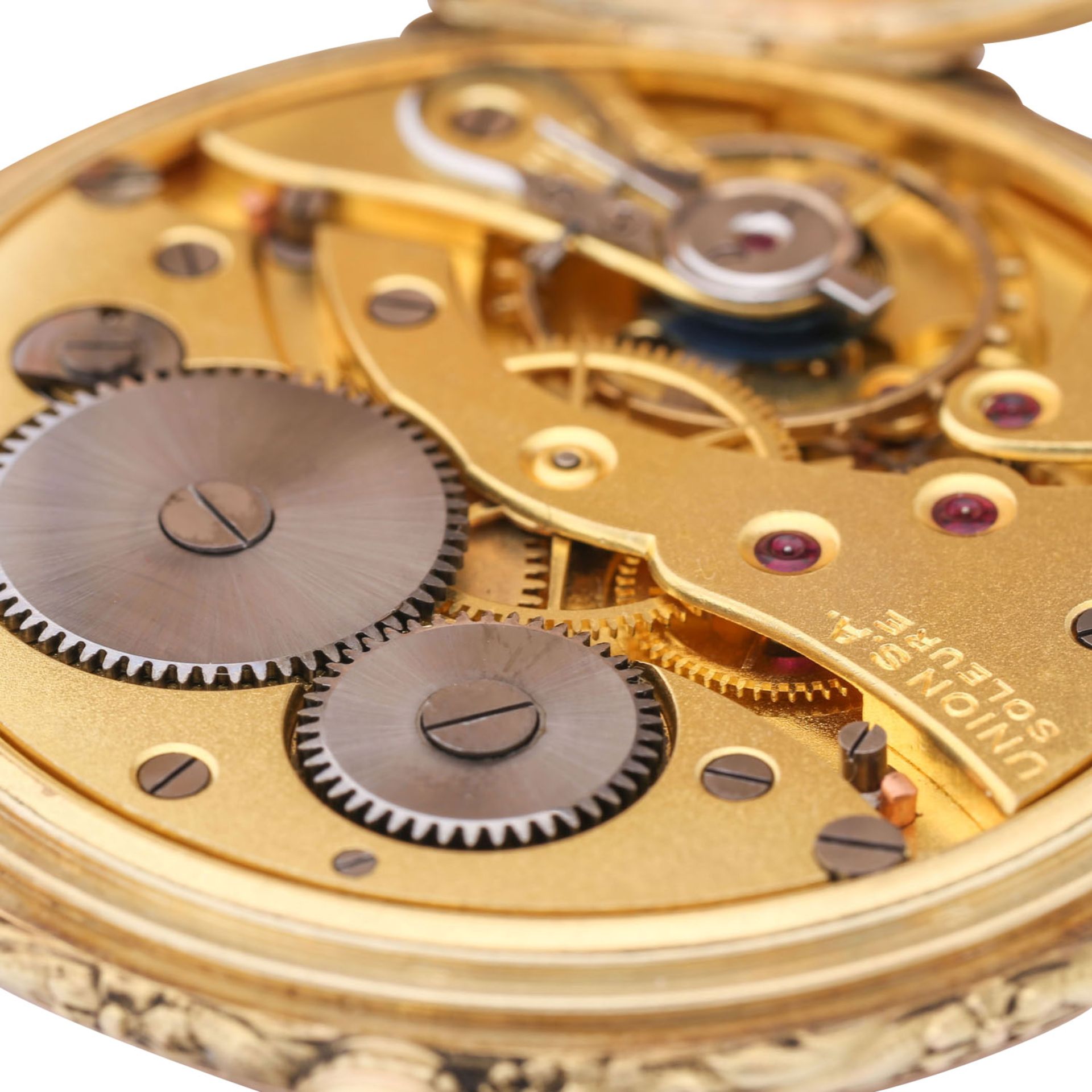 UNION S.A. SOLEURE 14K Gold Savonette Taschenuhr. - Image 7 of 12