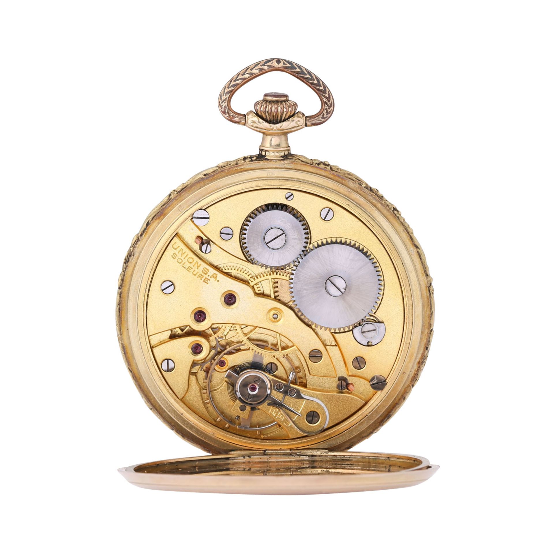 UNION S.A. SOLEURE 14K Gold Savonette Taschenuhr. - Image 5 of 12